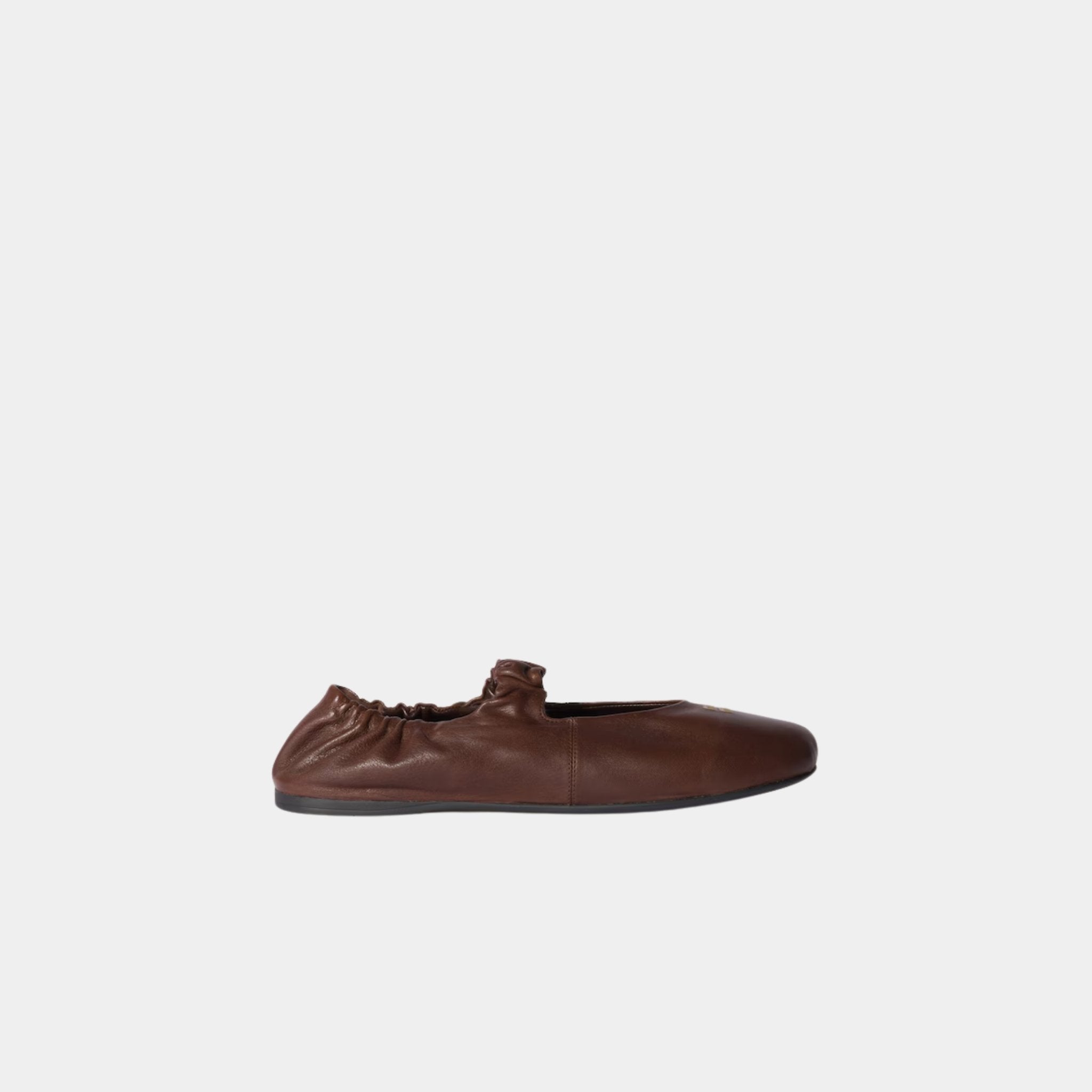Miu Miu Ruches Nappa Leather Ballerinas, Briarwood, Side