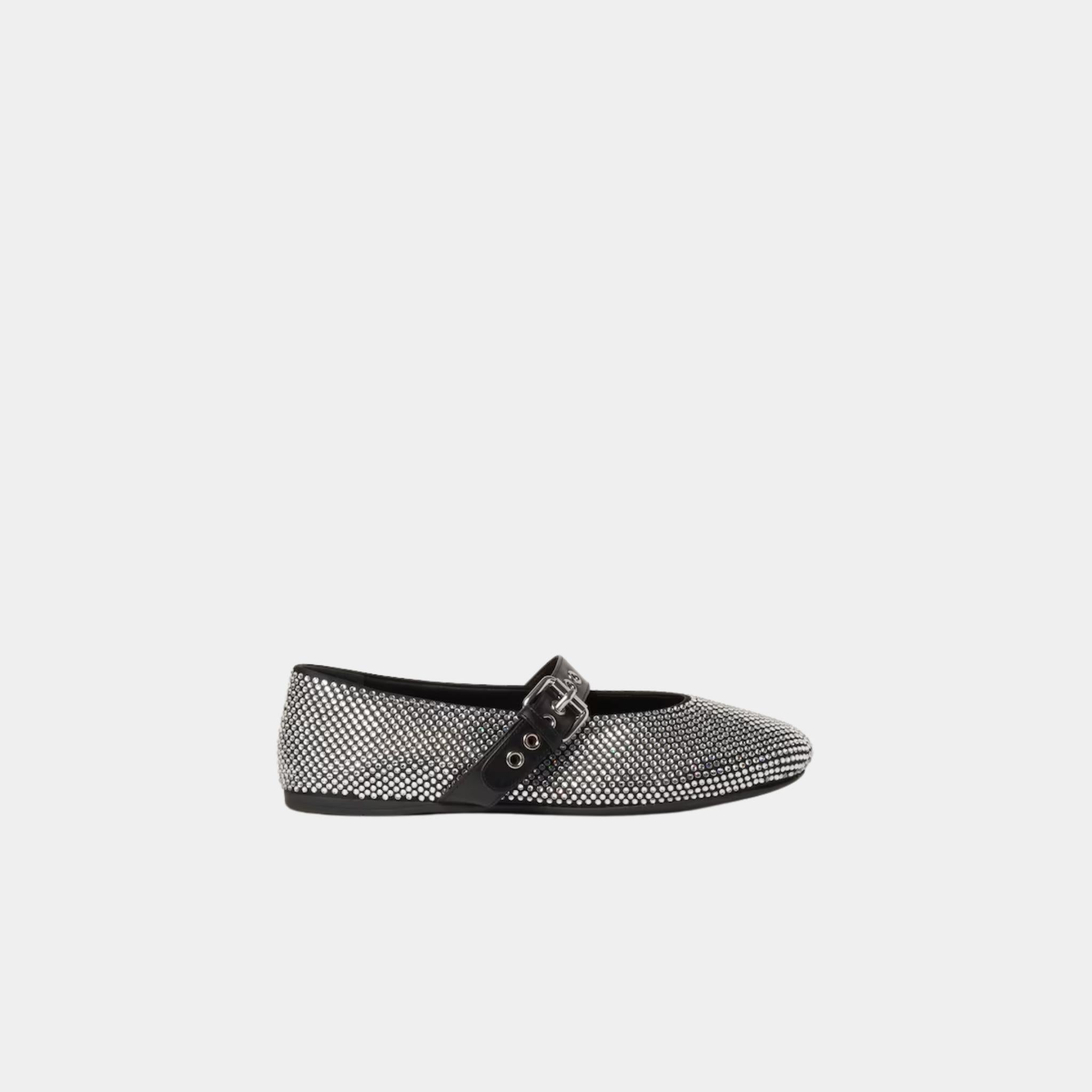 Miu Miu Satin Ballerinas With Artificial Crystals, Side