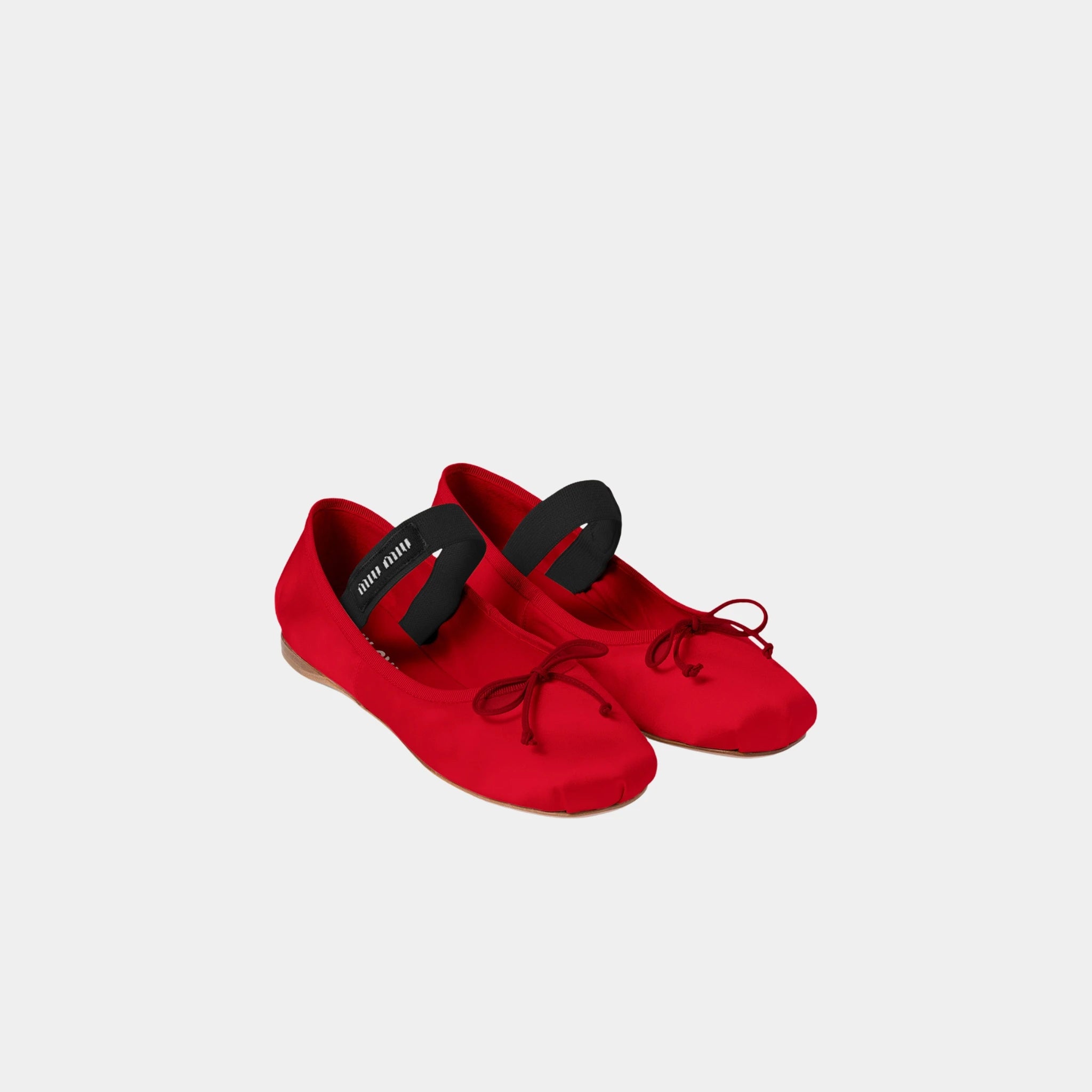 Miu Miu Satin Ballerinas, Red, Front