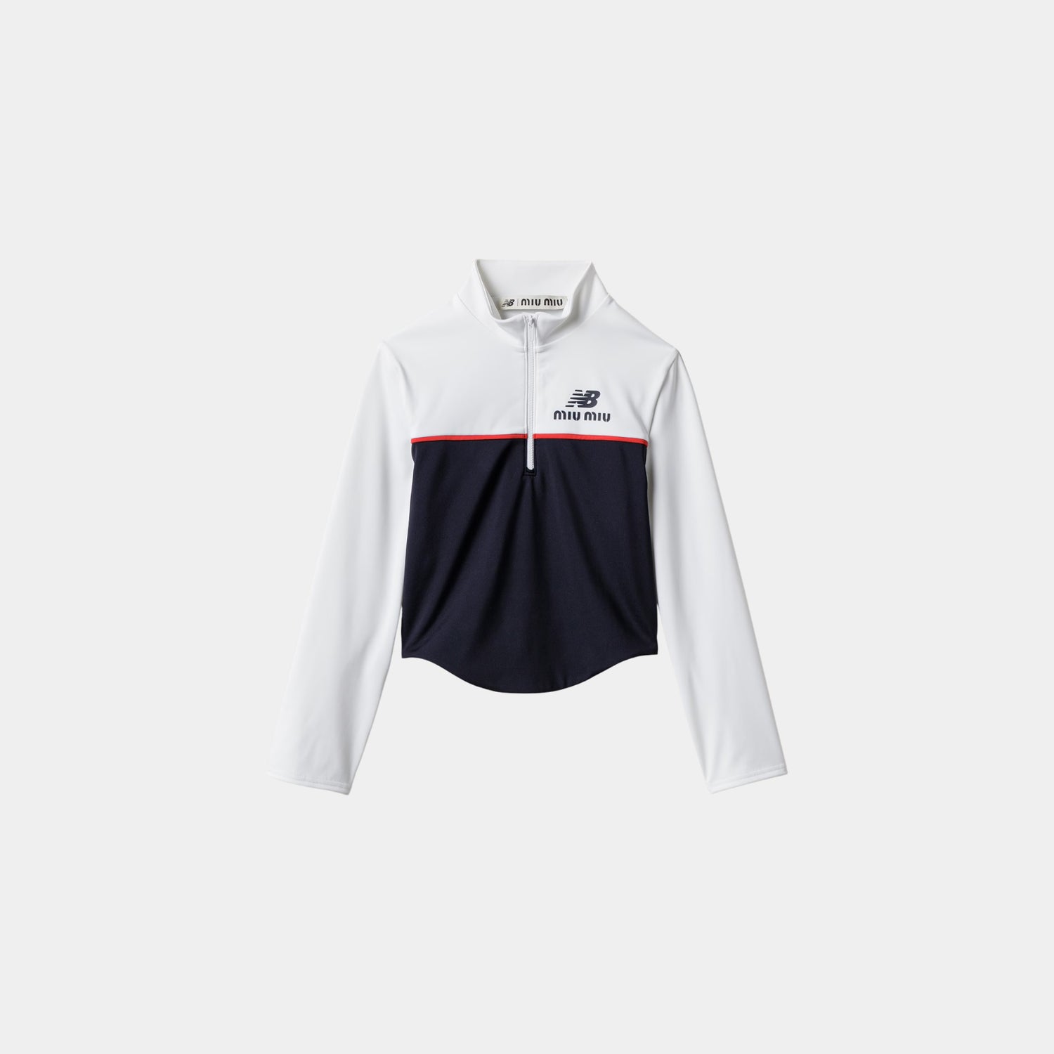 Miu Miu Stretch Technical Jersey Top, White, Baltic Blue, Front