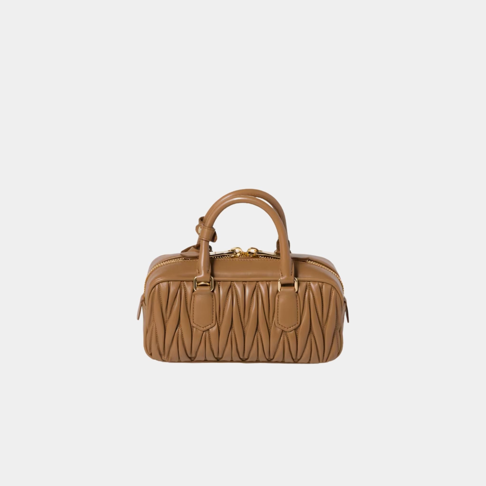 Miu Miu Arcadie Matelassé Nappa Leather Bag, Caramel, Back