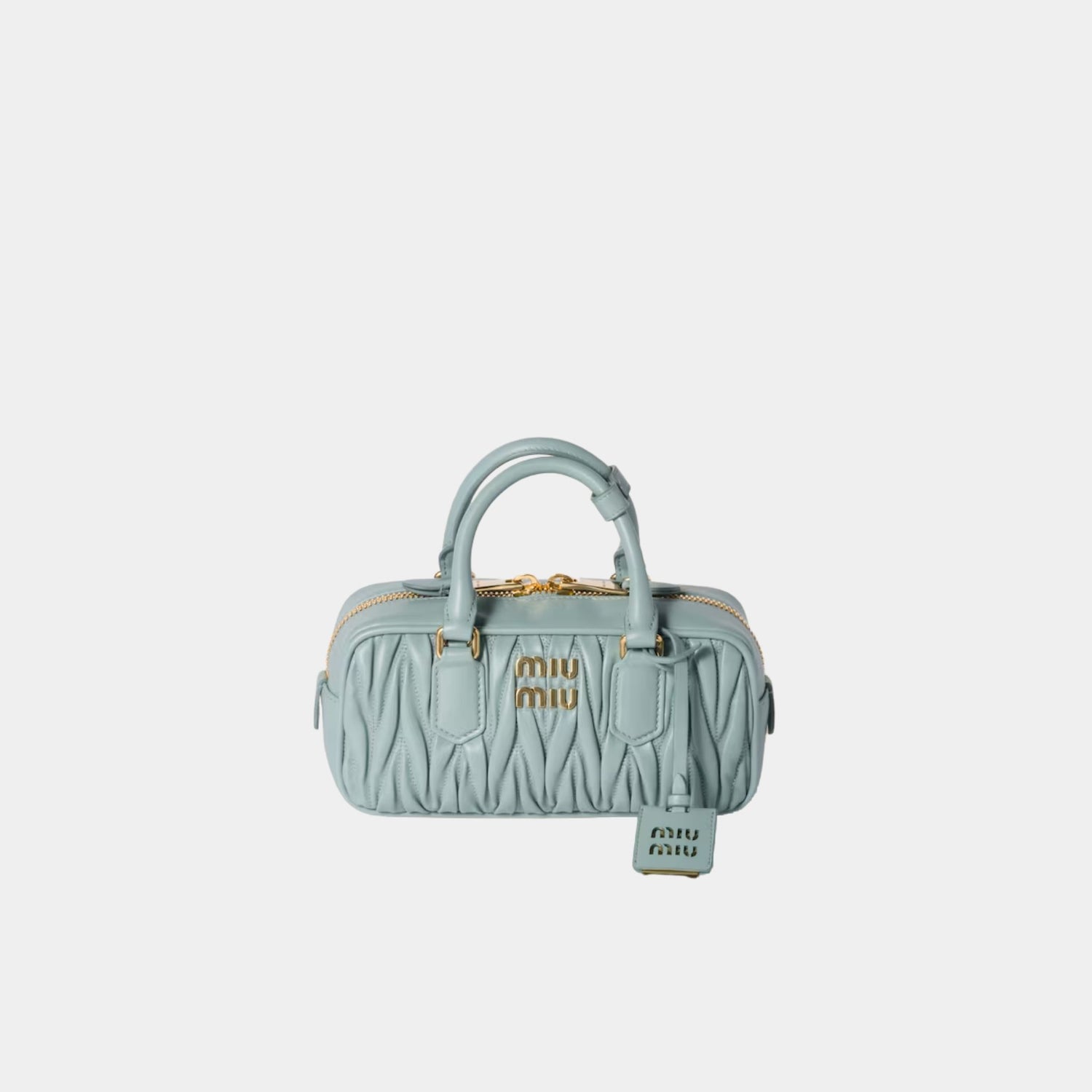 Miu Miu Arcadie Matelassé Nappa Leather Bag, Powder Blue, Front