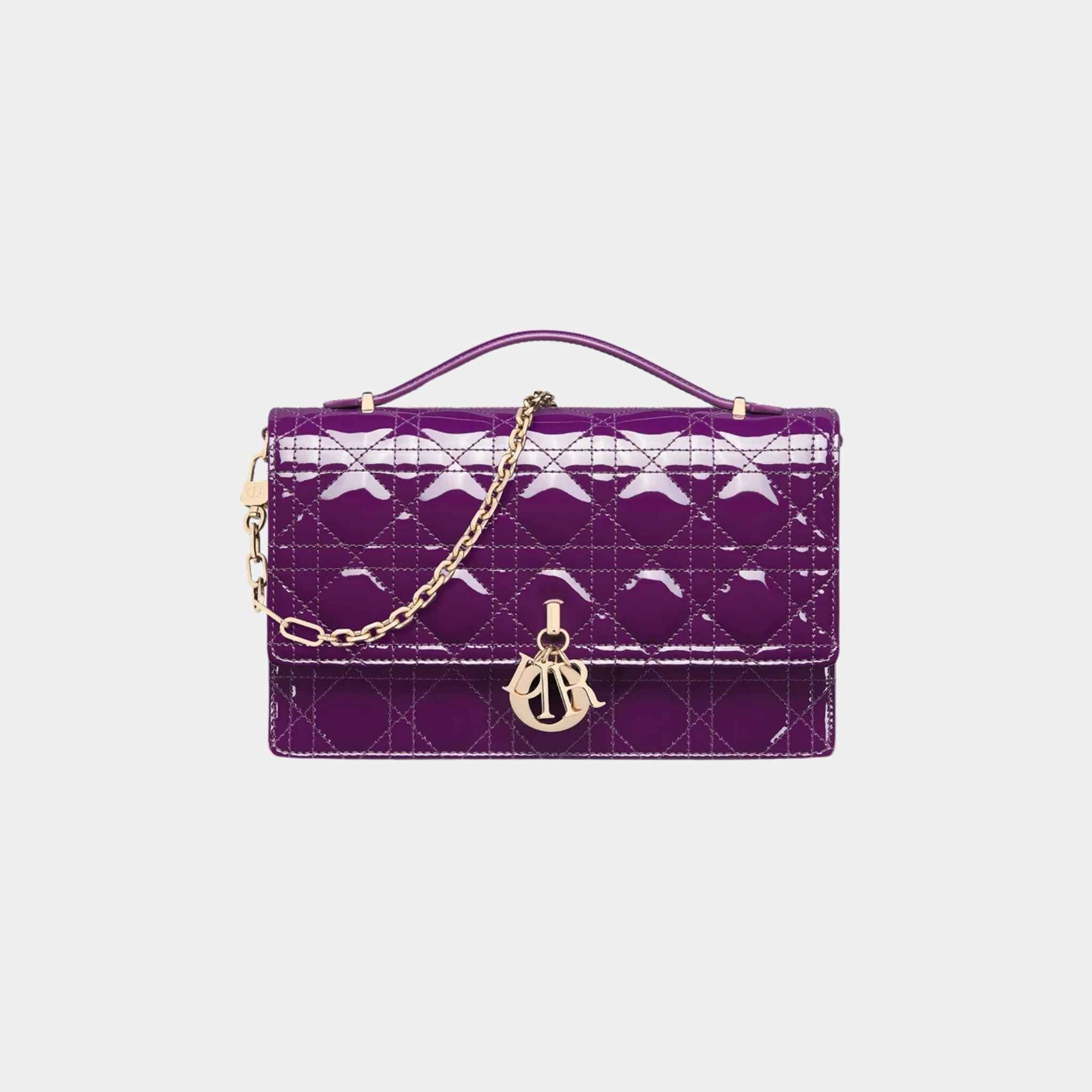 My Dior Top Handle Bag Royal Purple Patent Cannage Calfskin, Front