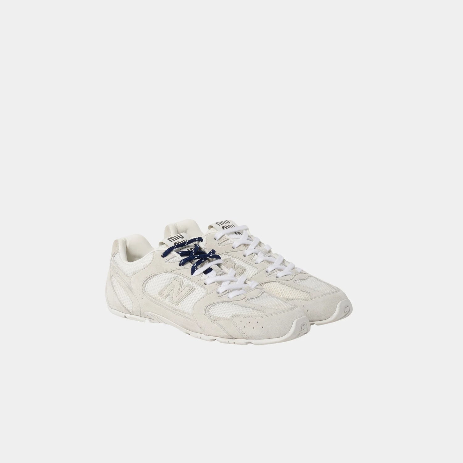 New Balance X Miu Miu 530 SL Suede and Mesh Sneakers, White, Front