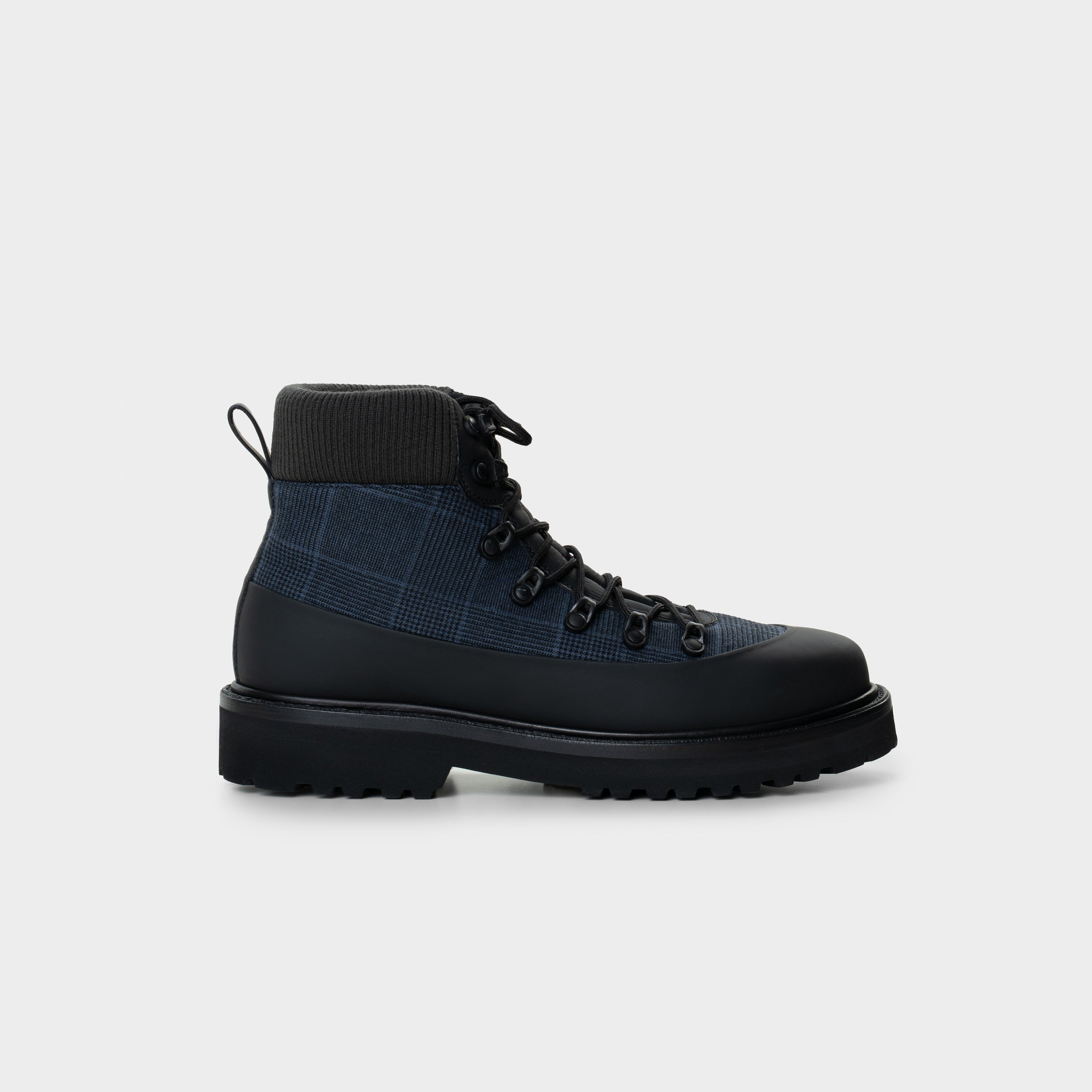 Manhattan Boots in Cashmere & Calfskin leather, Navy Side