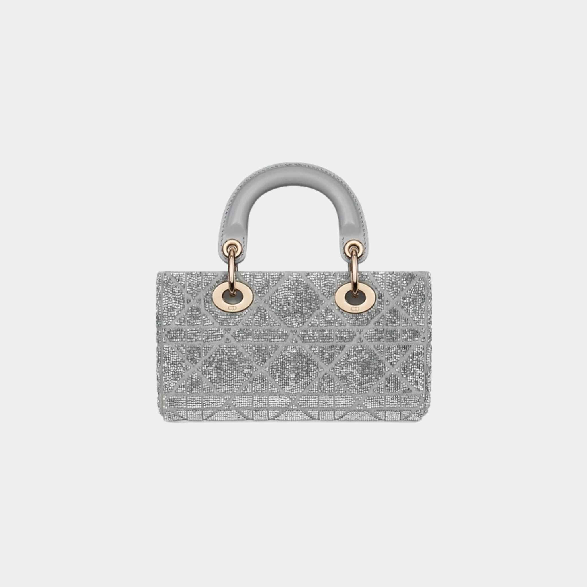 Dior Or Lady D-Joy Micro Bag Microbead-Embroidered Cotton, Back