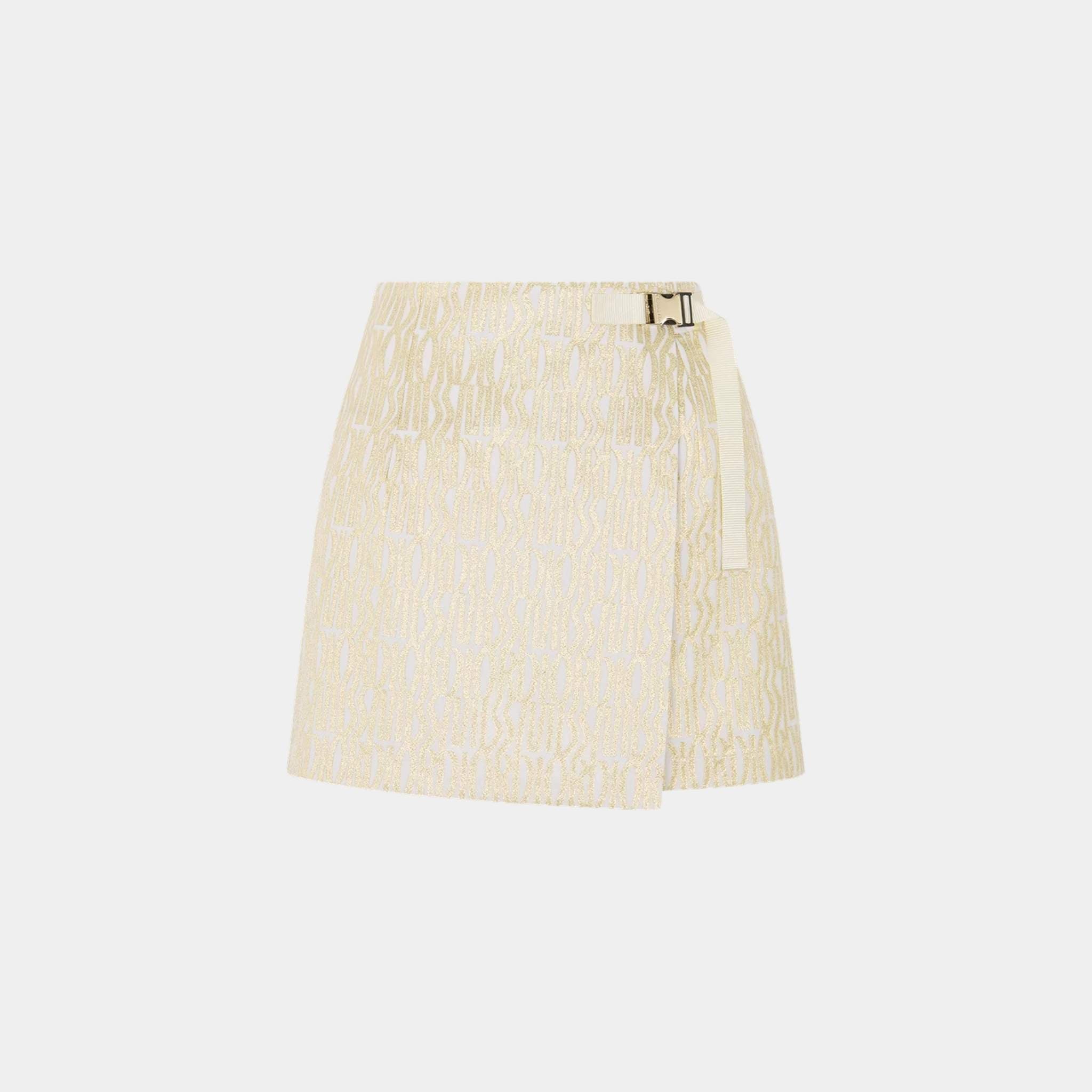 Dior Or Skort White Jacquard Gold-Tone Miss Dior Allover Motif, Front