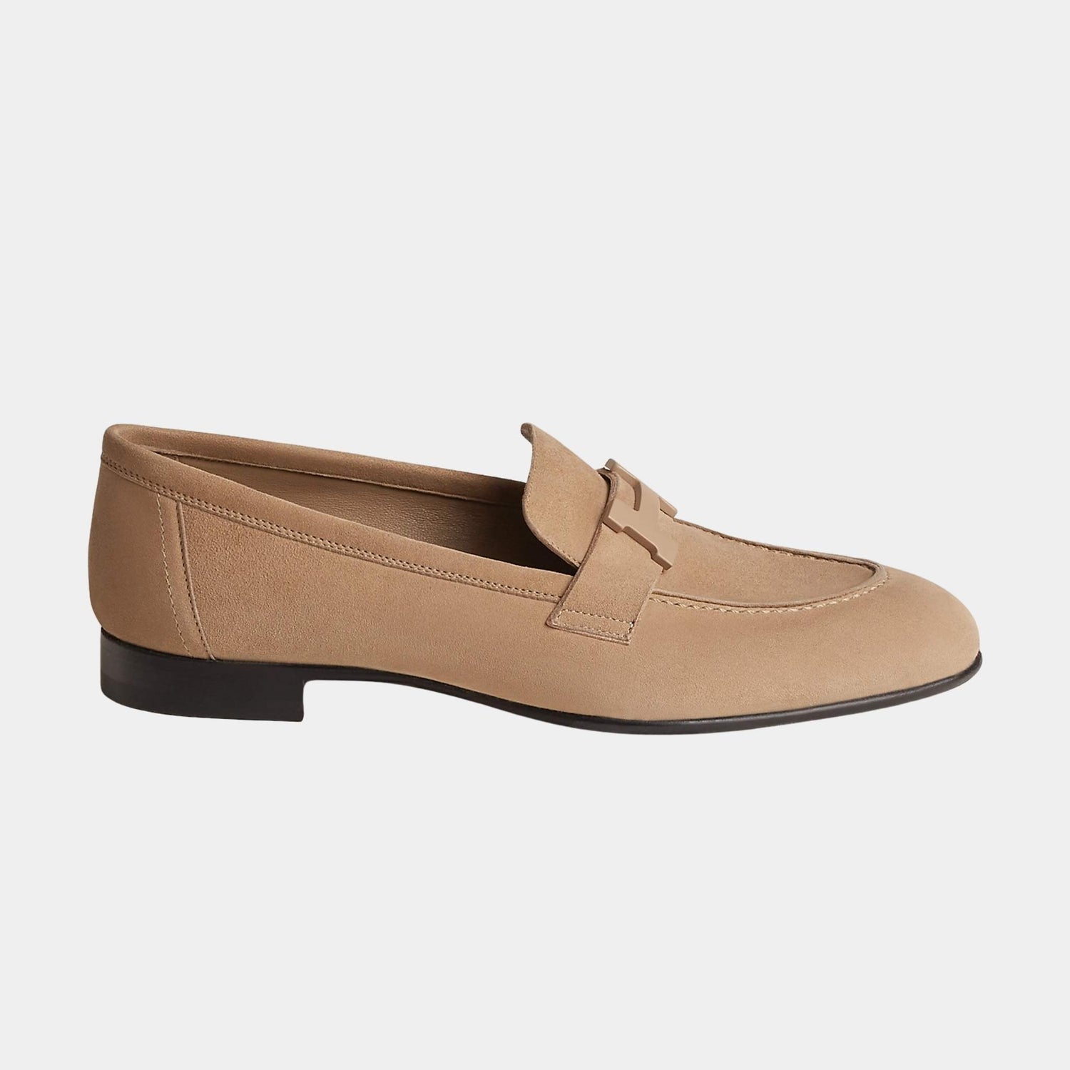Hermes Paris Loafer in Suede Goatskin Women, Beige Argile, Side
