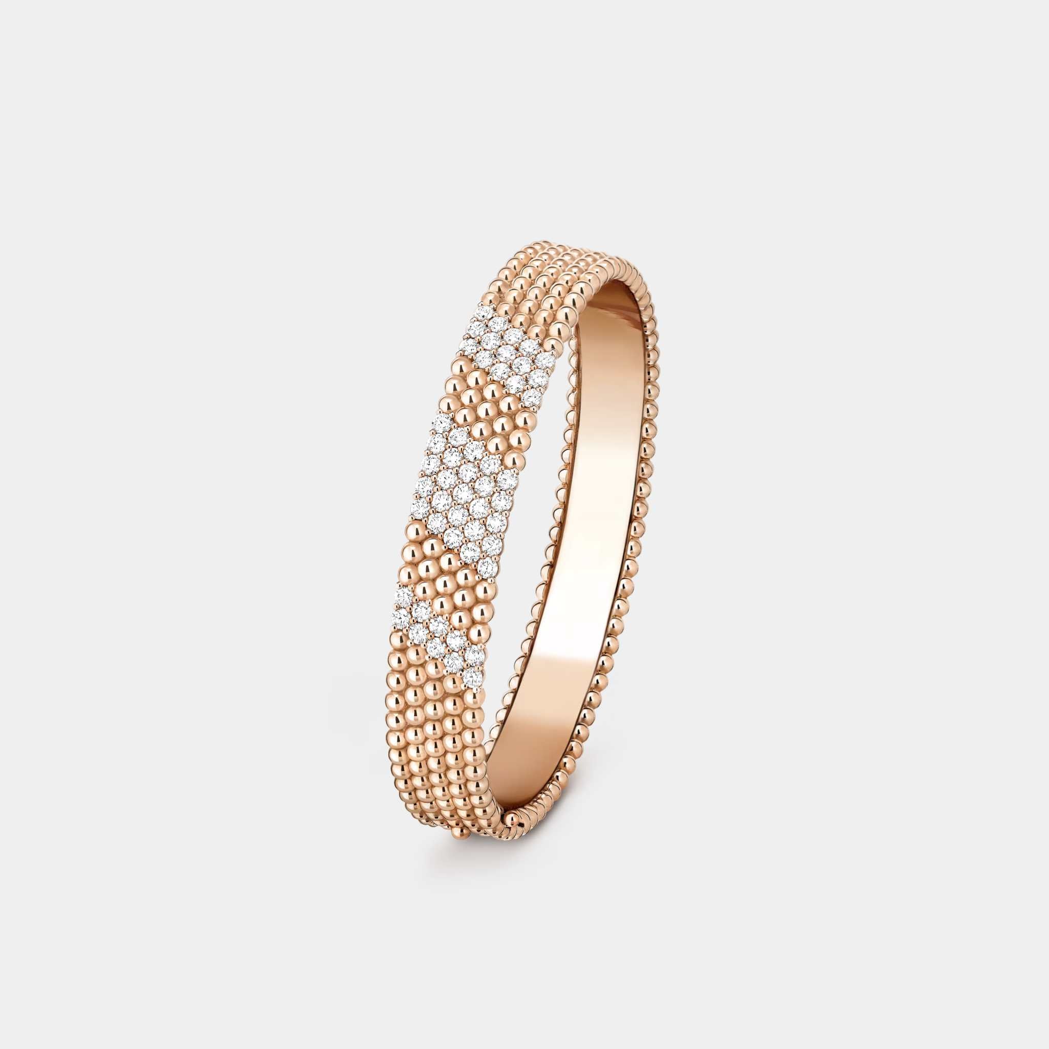 Perlée Diamonds Bracelet 5 Rows Medium Model Rose Gold Diamond, Front