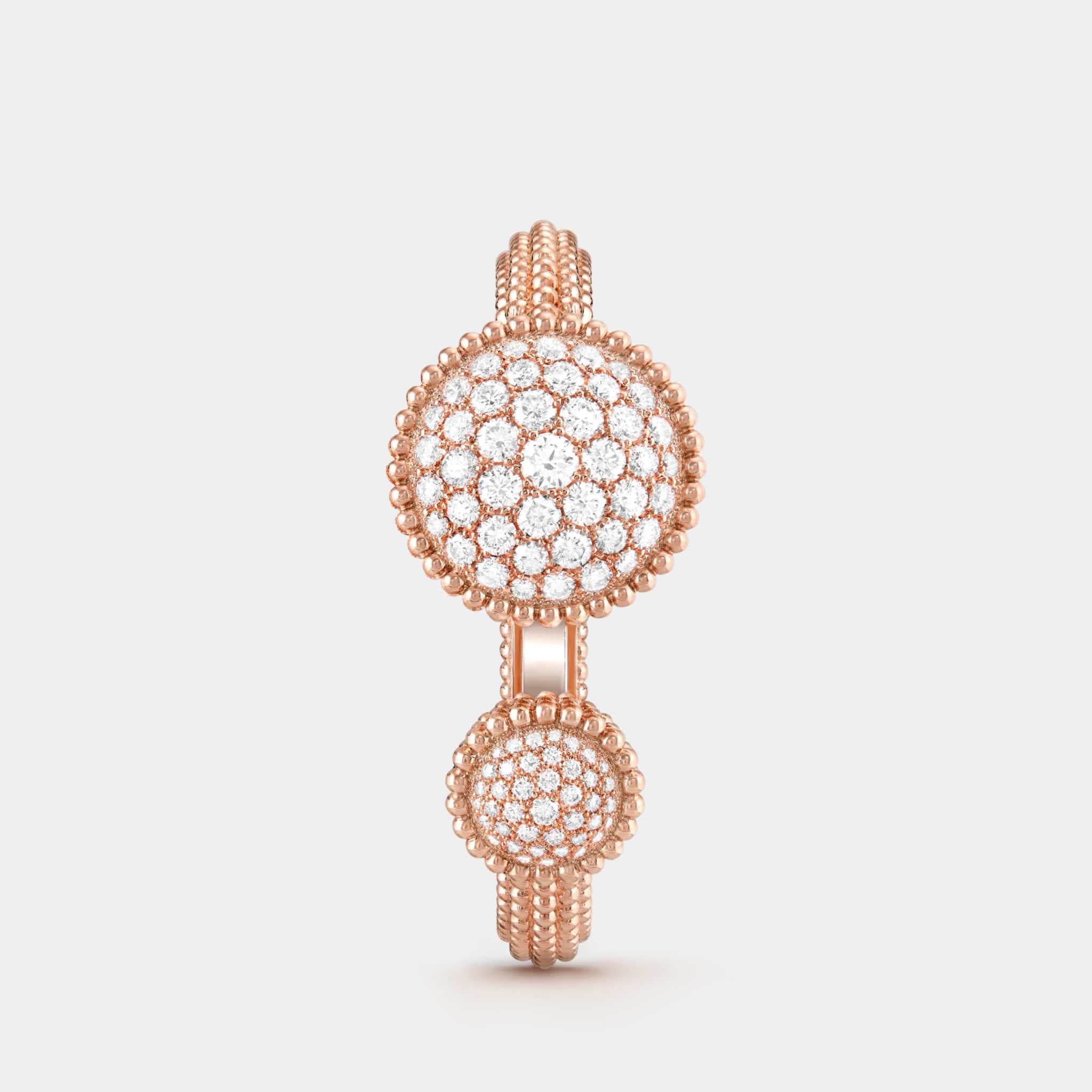 Perlée Toi & Moi Watch Small Model Rose Gold Diamond Mother Of Pearl, Front, Closed