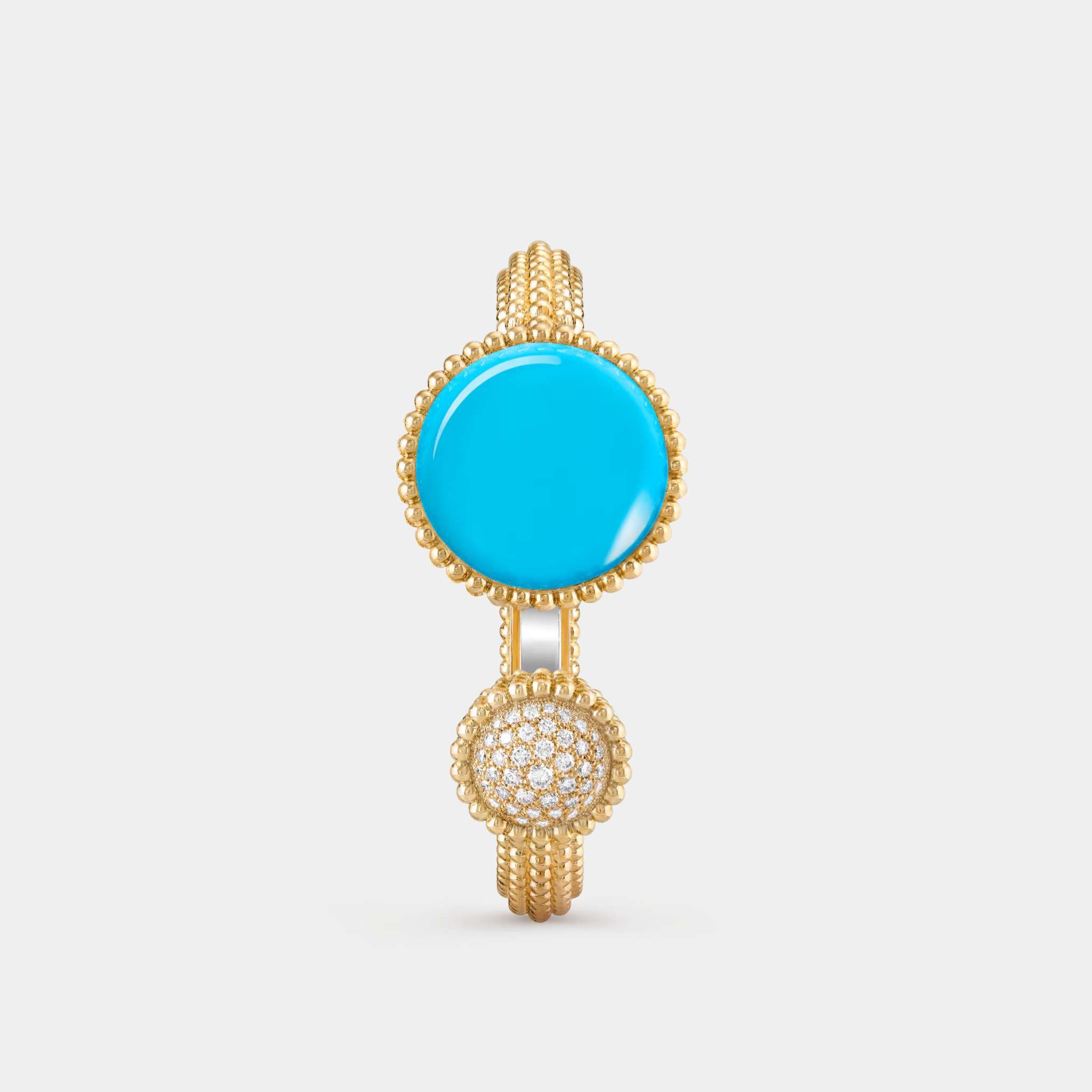 Perlée Toi & Moi Watch Small Model Yellow Gold Diamond Pearl Turquoise, Closed