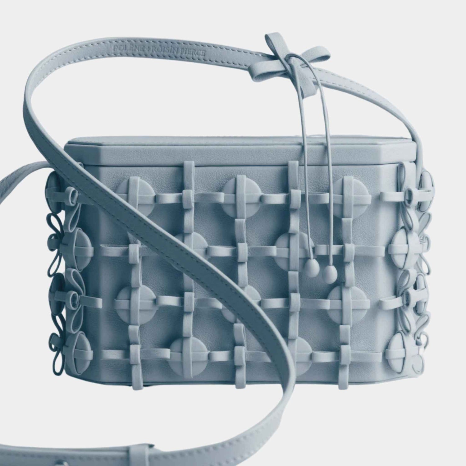 Polene Button Bow Box Handbag, Cloud, Back