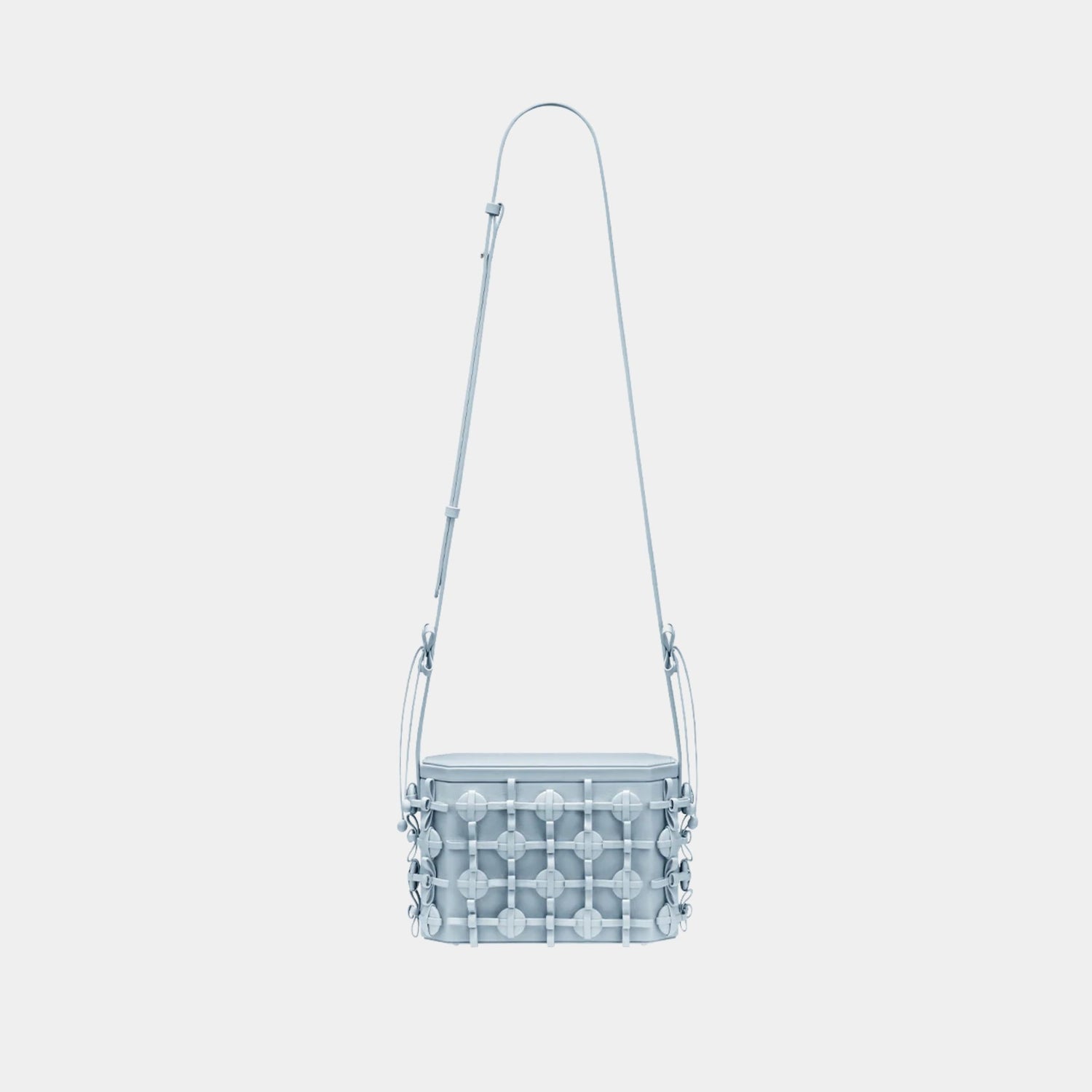 Polene Button Bow Box Handbag, Cloud, Front