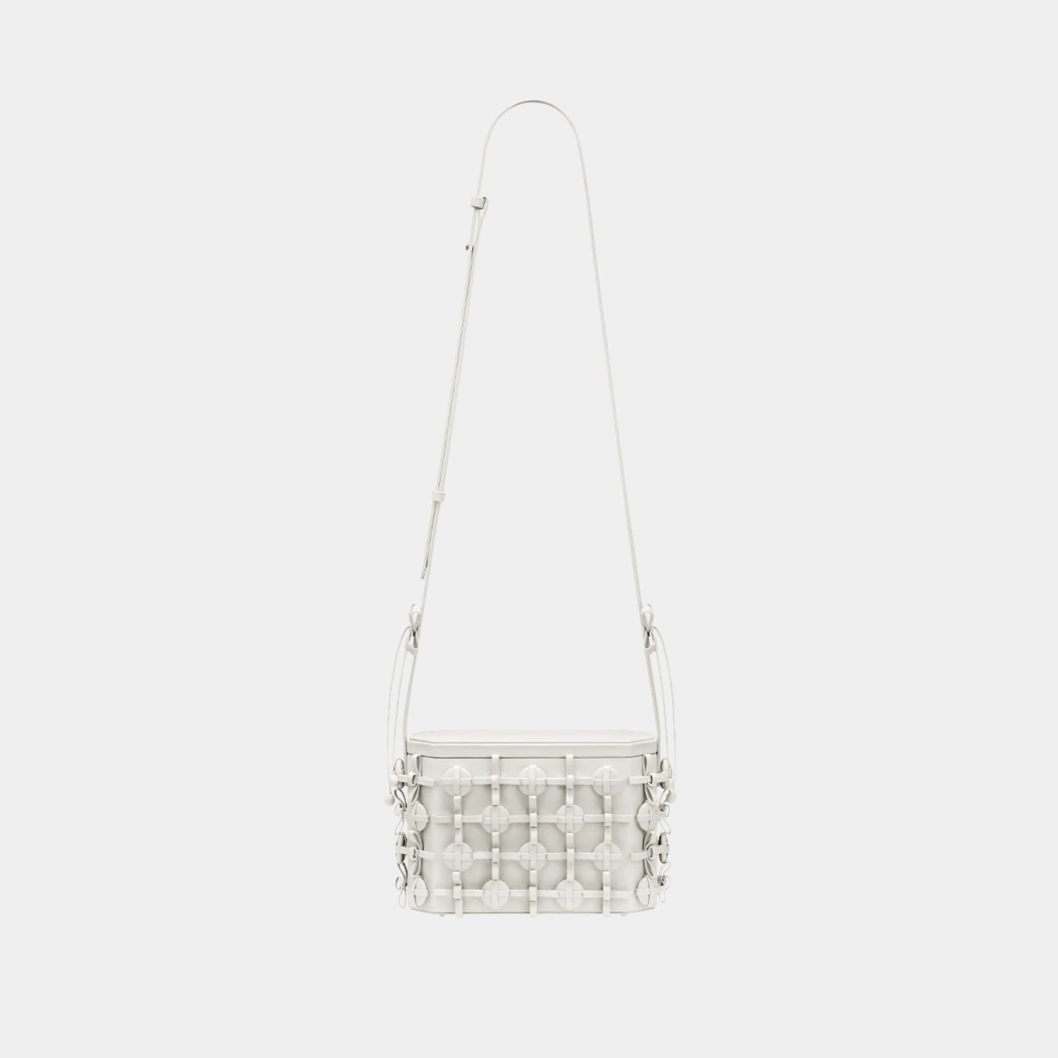 Polene Button Bow Box Handbag, Porcelain, Front