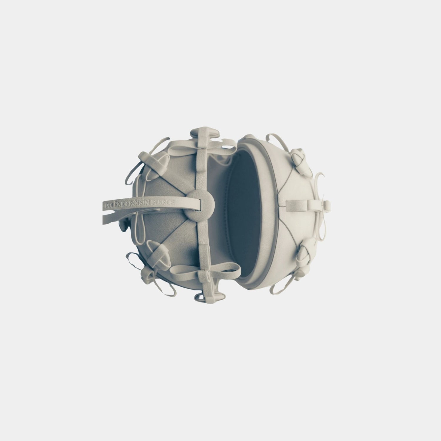 Polene Button Bow Sphere Handbag, Porcelain, Inside