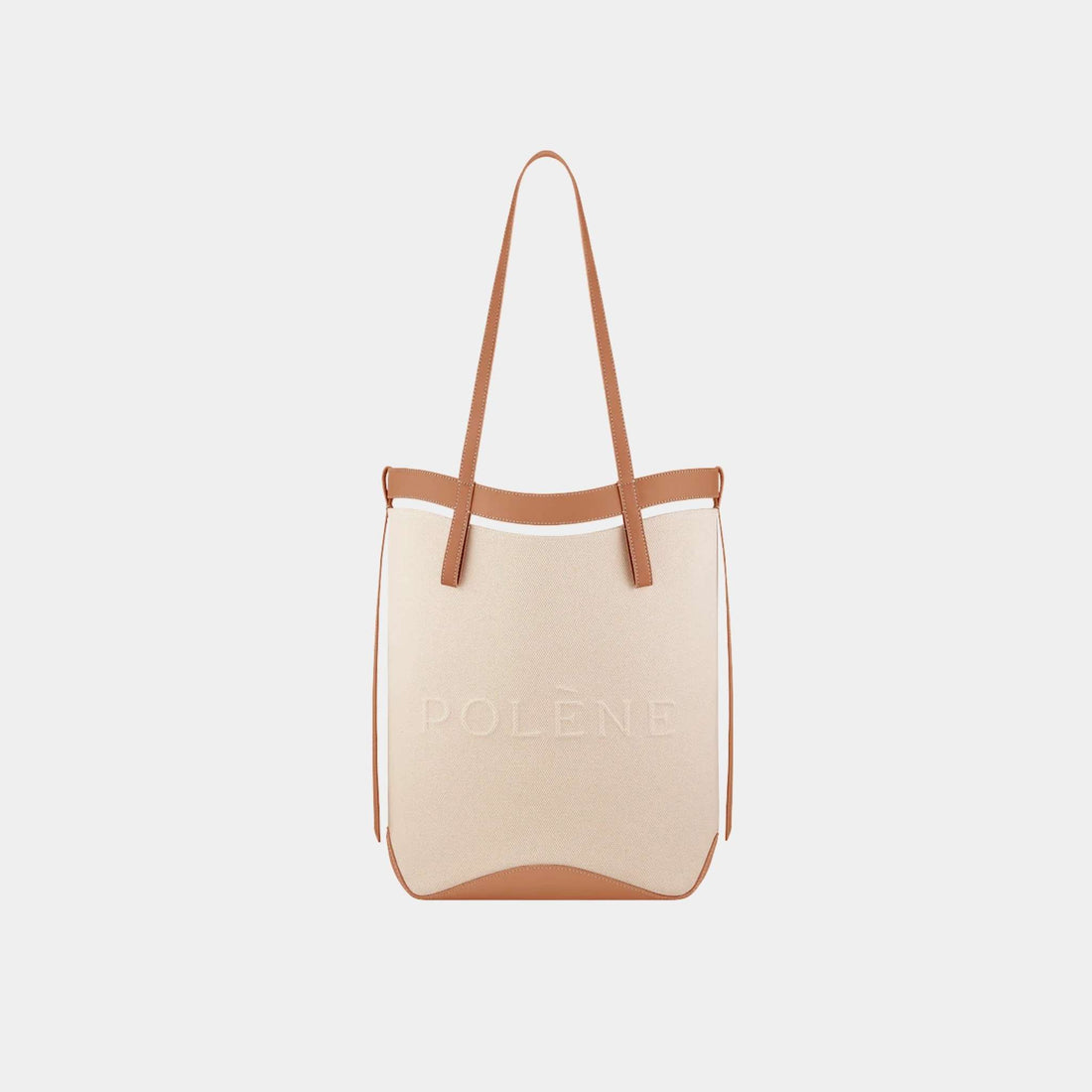 Polene Ilo Tote Bag In Cotton, Tan, Front