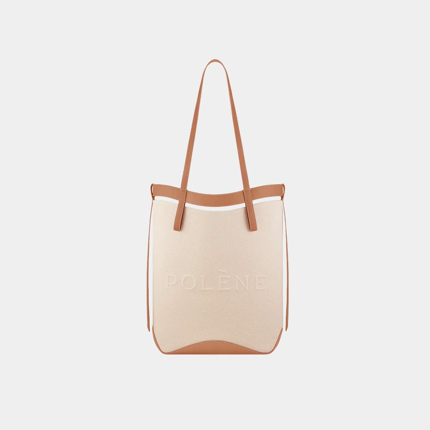 Polene Ilo Tote Bag In Cotton, Tan, Front