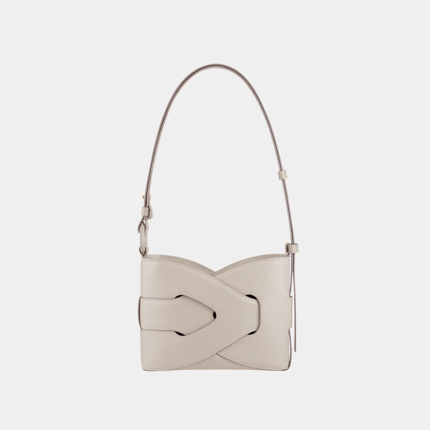 Polene Nodde Smooth Calfskin Shoulder Bag, Chalk