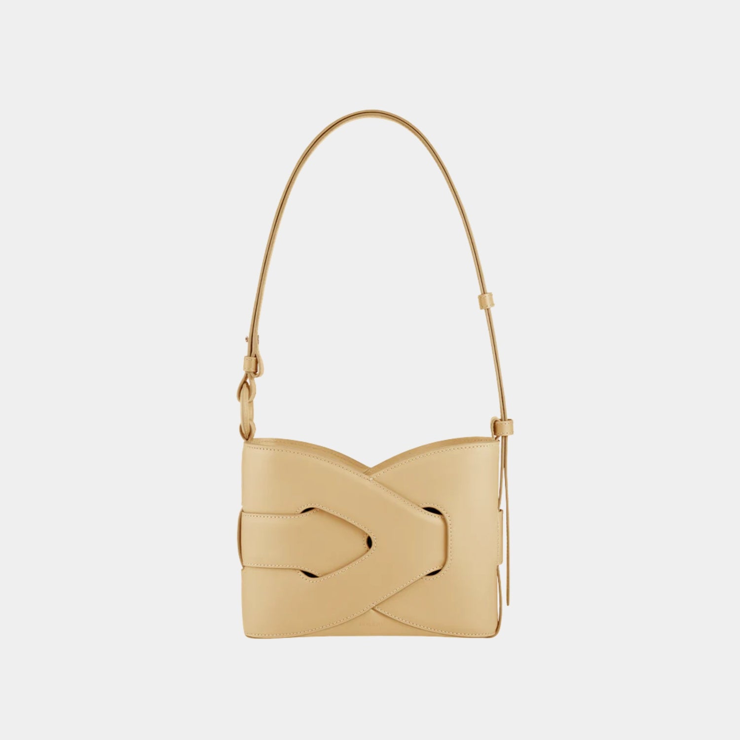 Polene Nodde Smooth Calfskin Shoulder Bag, Oat