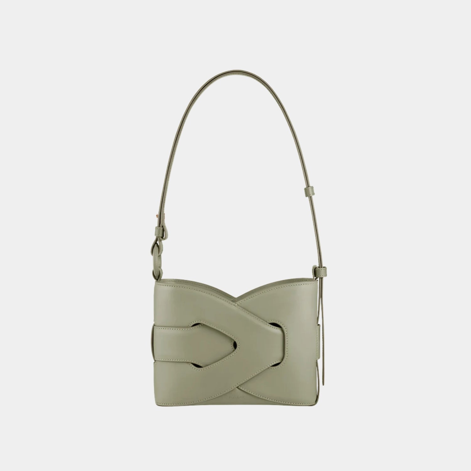 Polene Nodde Smooth Calfskin Shoulder Bag, Olive