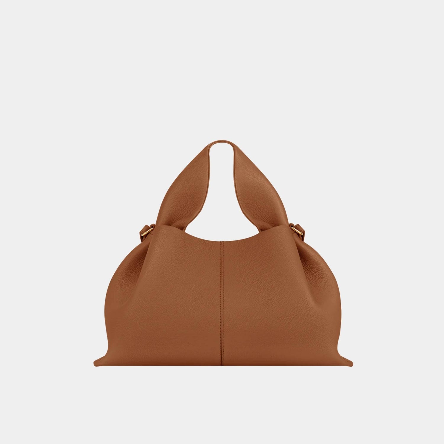 Polene Numero Neuf Grained Calfskin Handbag, Camel, Front