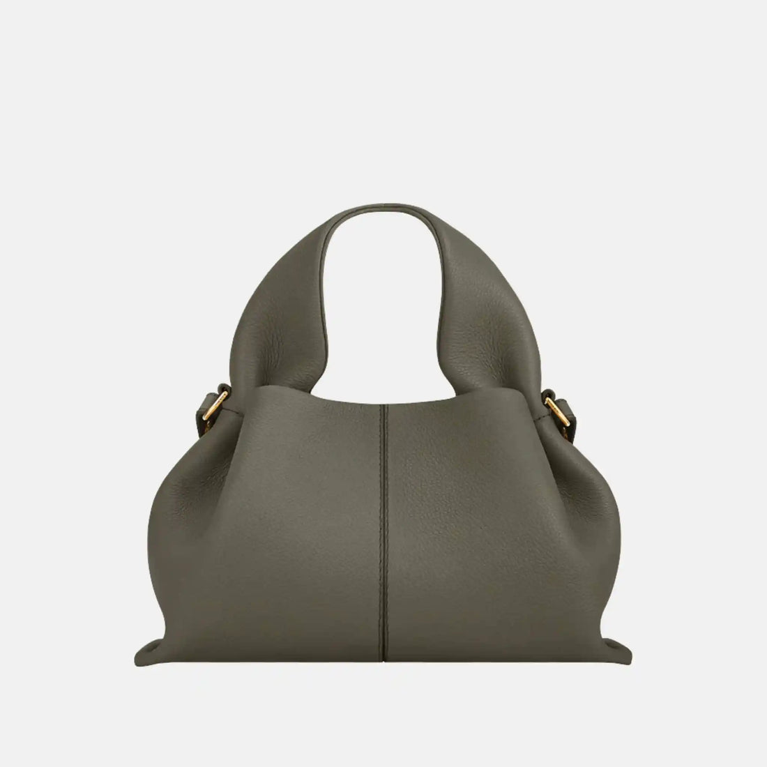 Polene Numero Neuf Mini Handbag, Textured Smoky Green