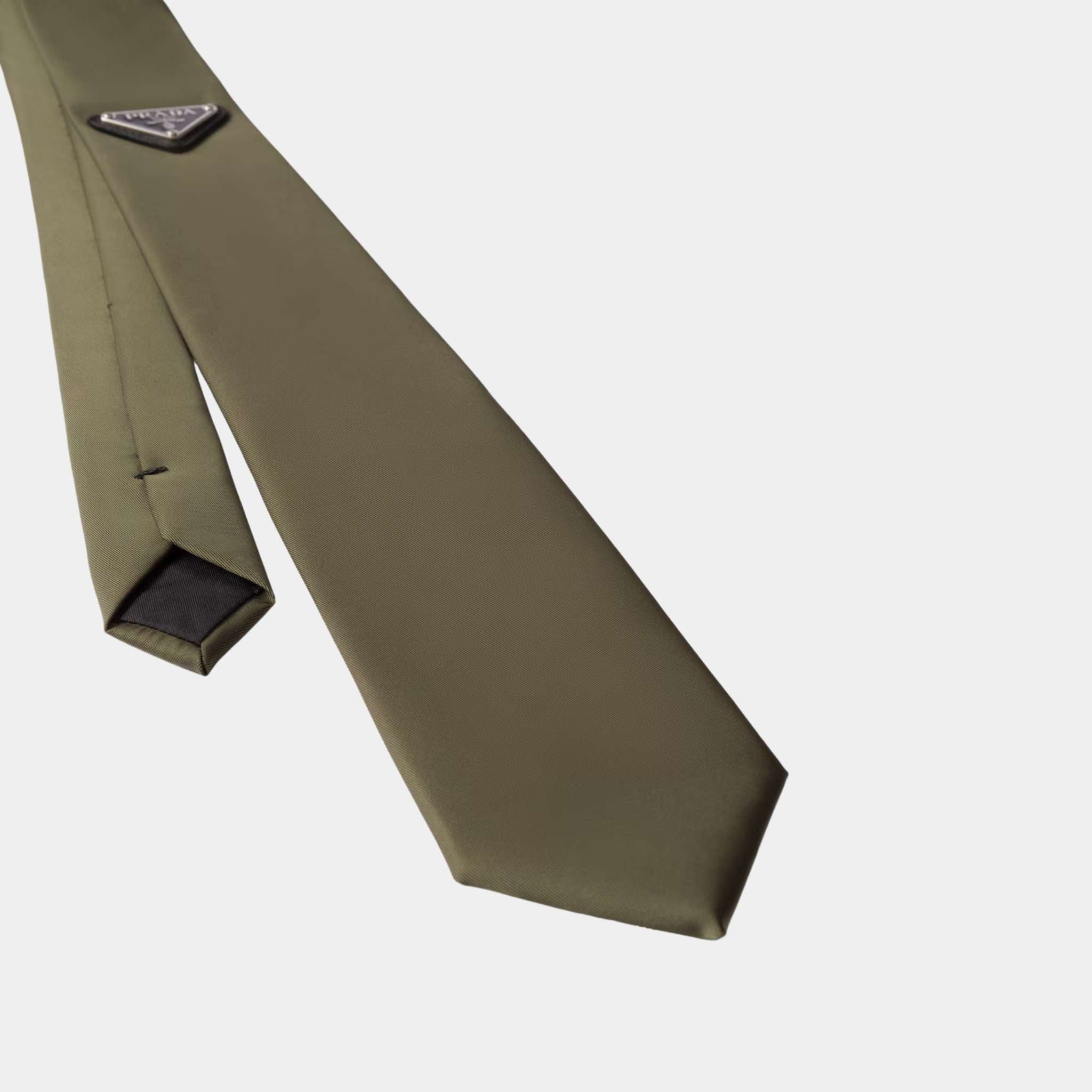 Prada Re-Nylon Gabardine Tie, Military
Green, Close