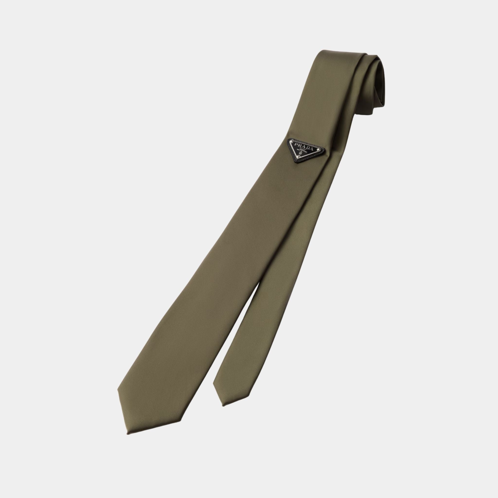 Prada Re-Nylon Gabardine Tie, Military
Green, Side