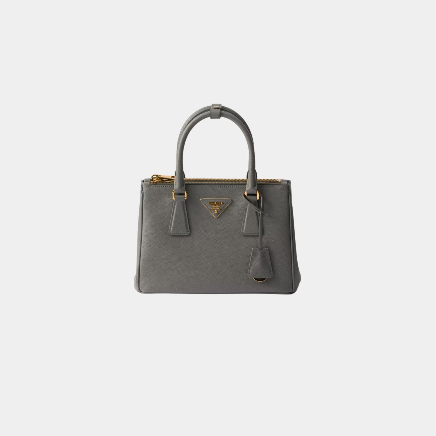 Prada Small Galleria Saffiano Leather Bag, Slate Gray, Front