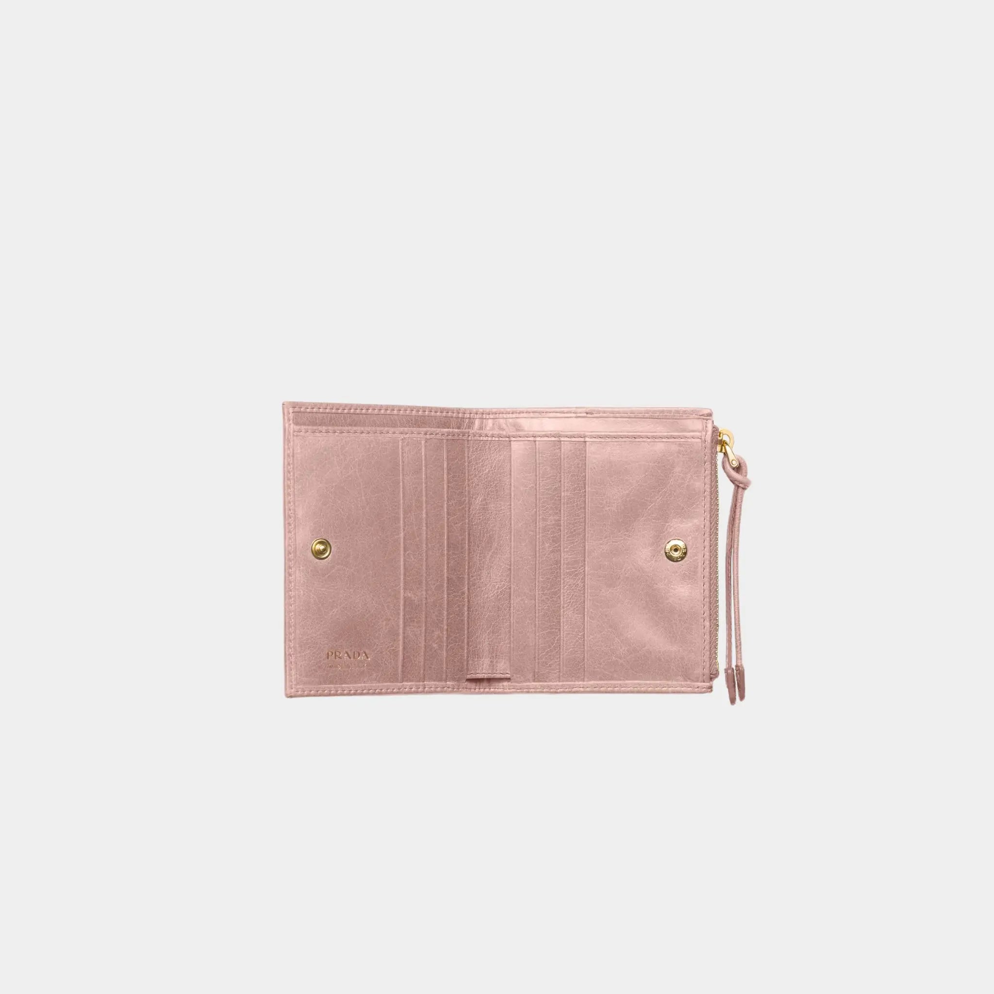 Prada Small leather Wallet, Rosy Blush , Interior