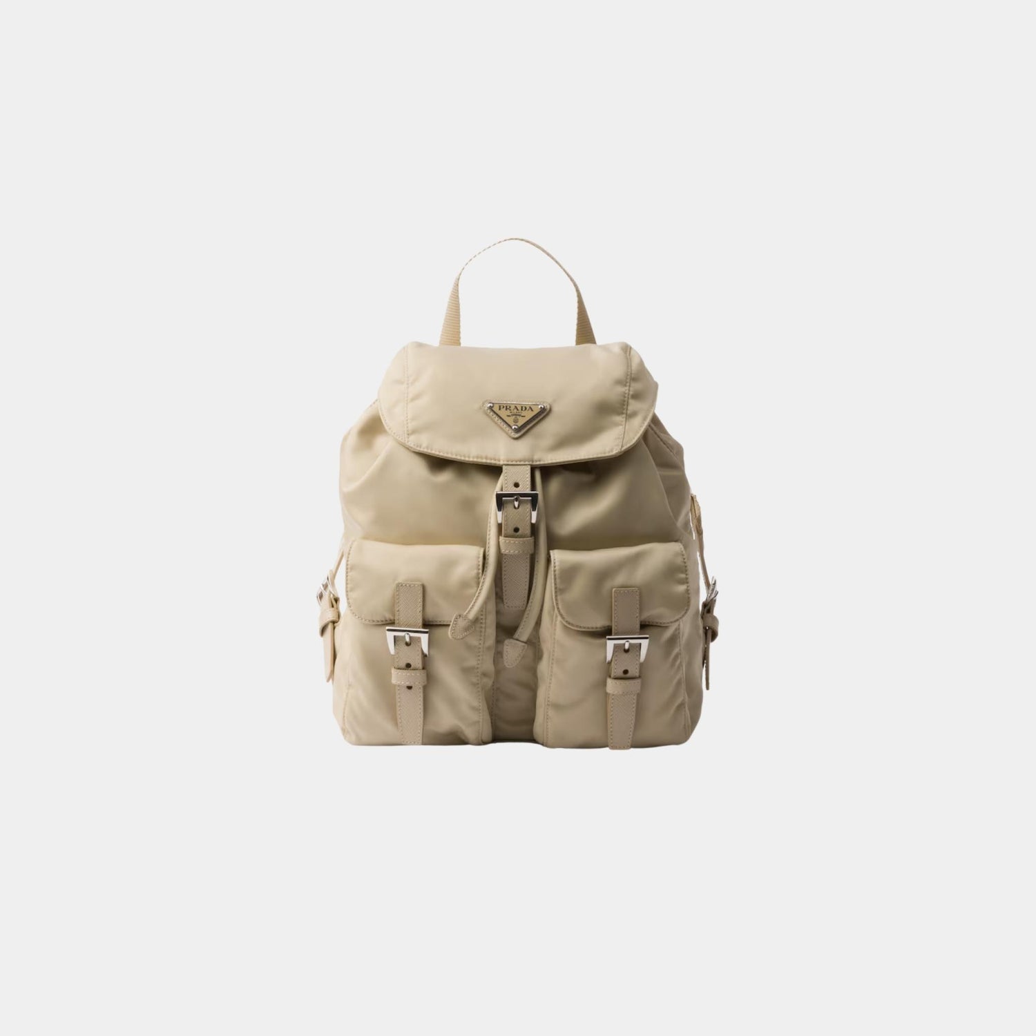 Prada Small Re-Nylon Backpack, Desert Beige, Front