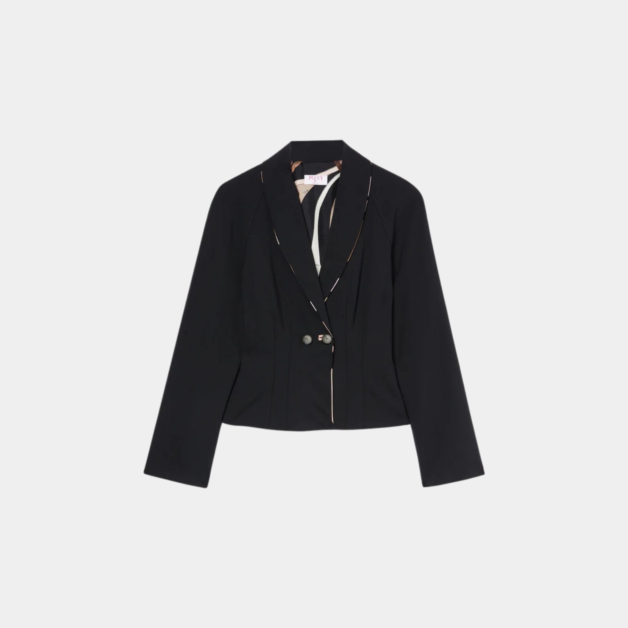 Pucci Cool Wool Lapel Jacket, Black, Front