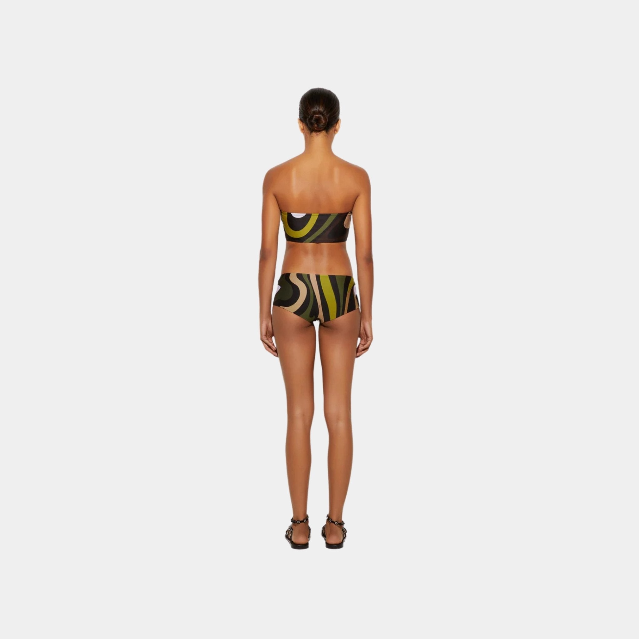 Pucci Marmo Print Bikini Brief Midrise Fit, Khaki, Back