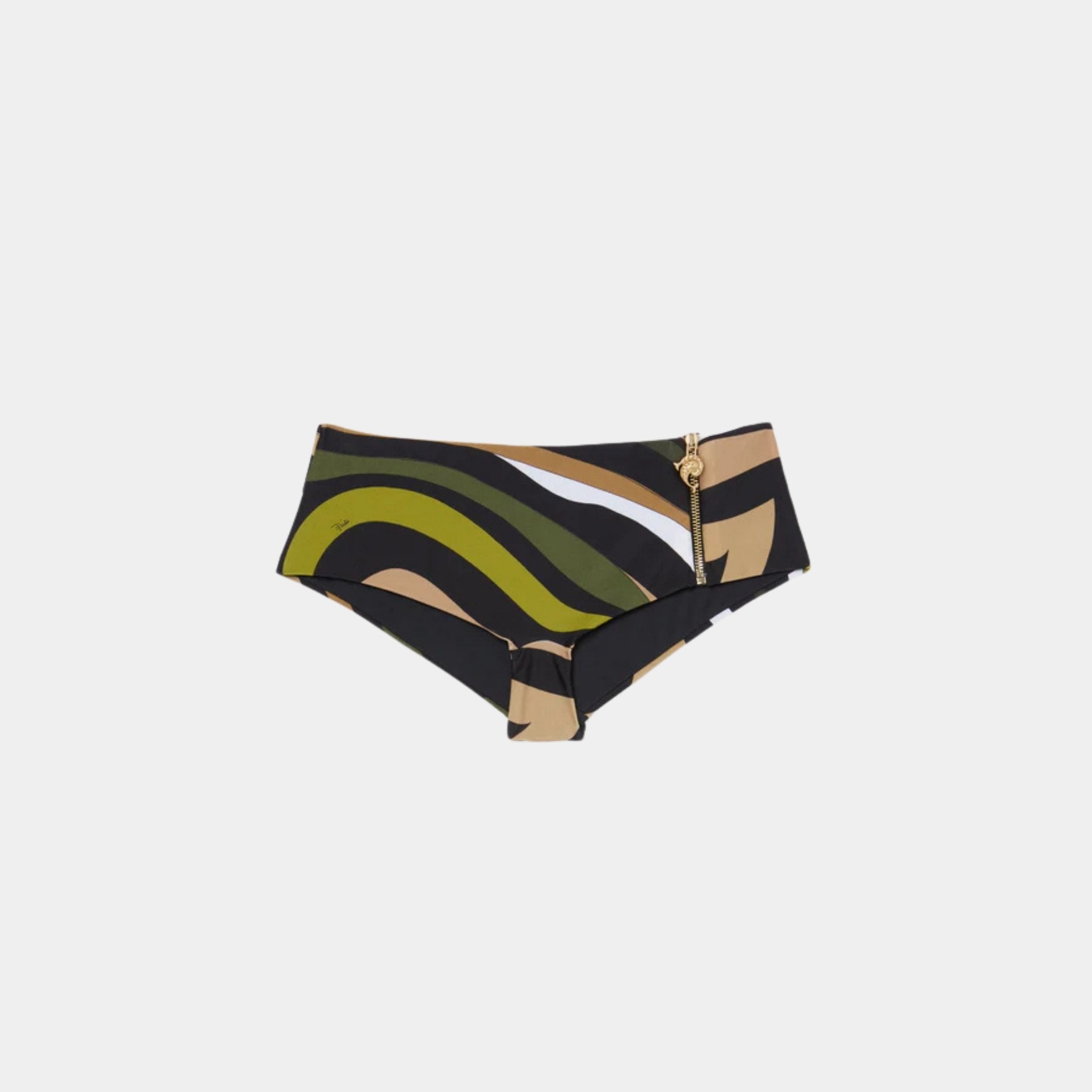 Pucci Marmo Print Bikini Brief Midrise Fit, Khaki, Front