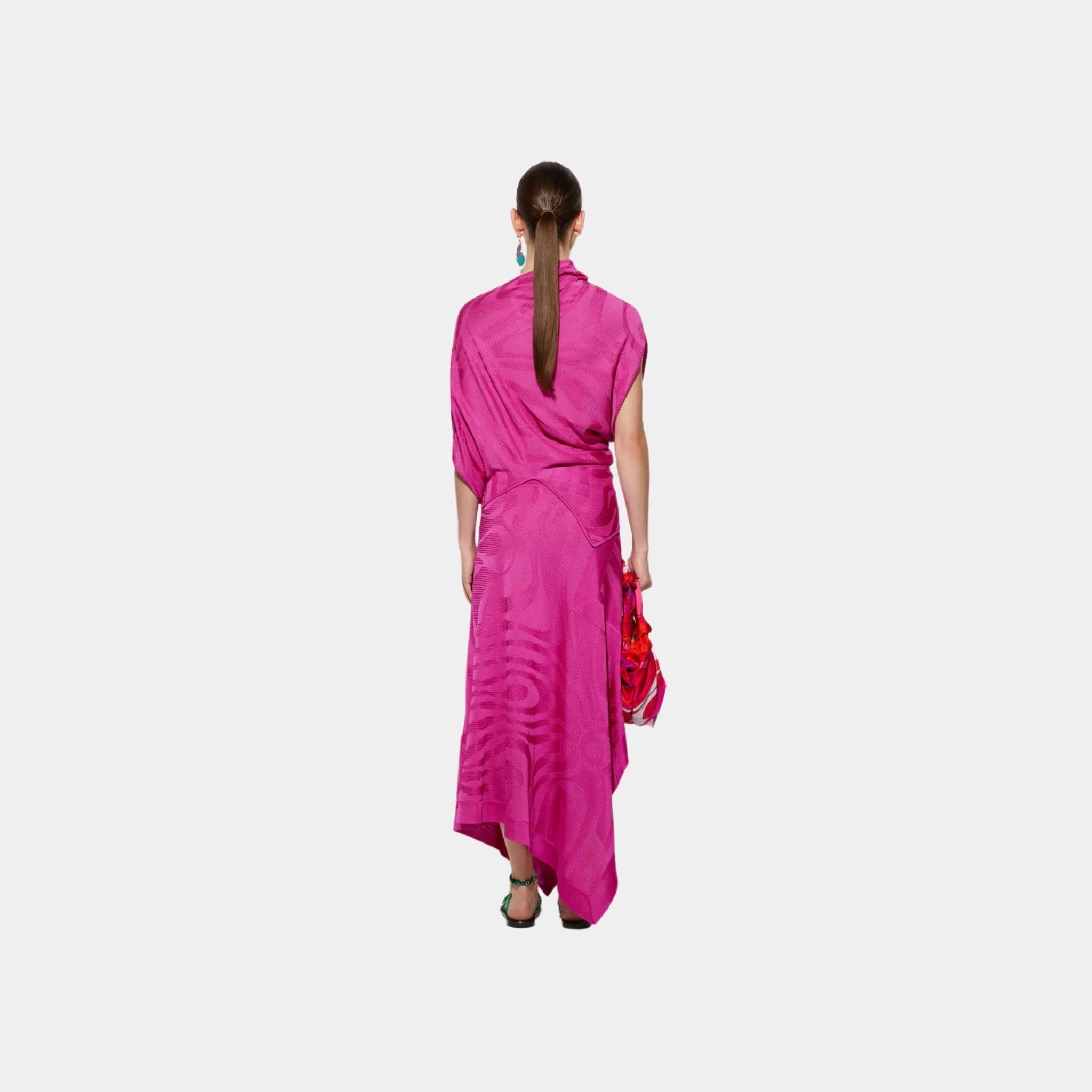 Pucci Marmo Texture Flowing Skirt With Ribbed Waistband, Back