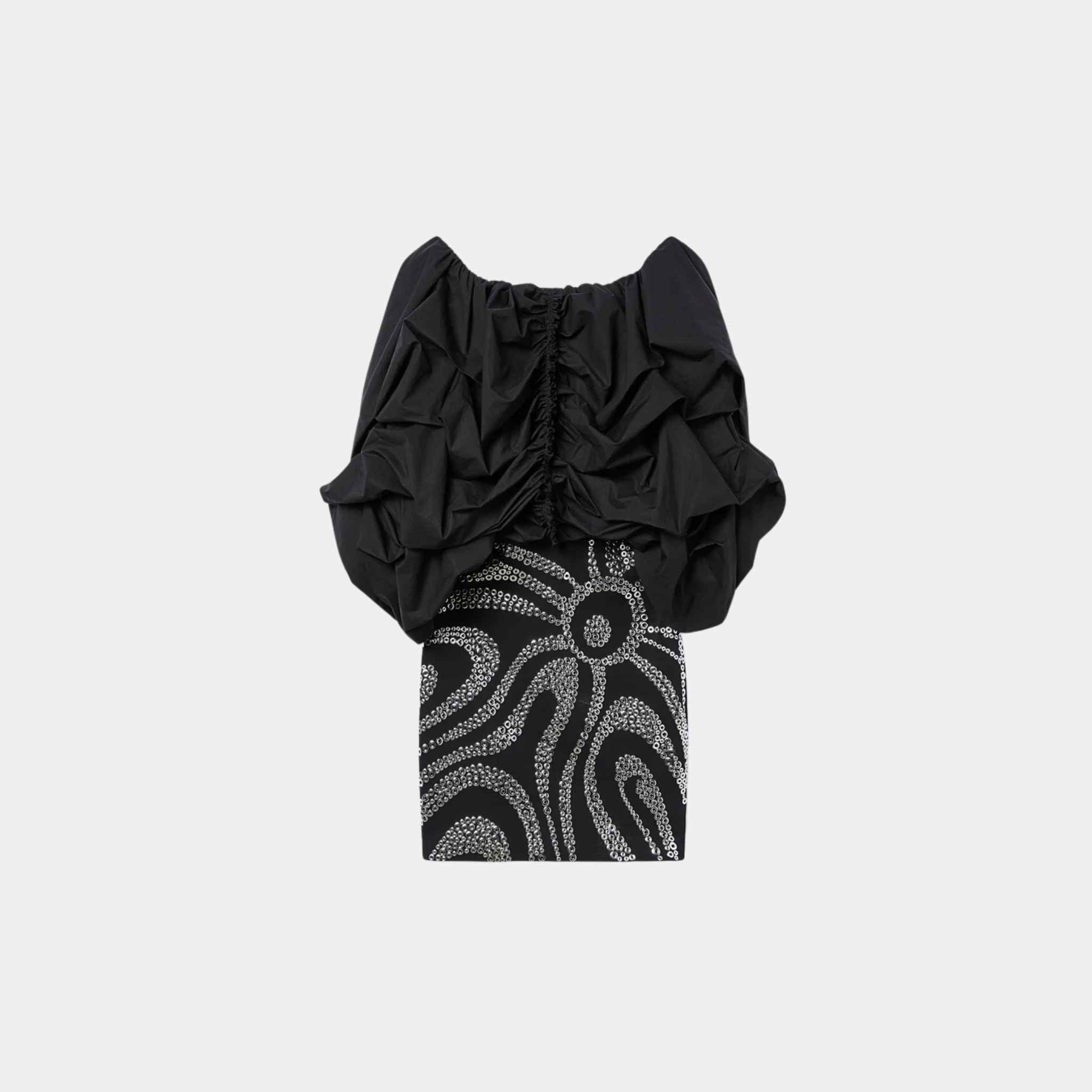 Pucci Mini Dress With Embroidered Skirt, Black, Front