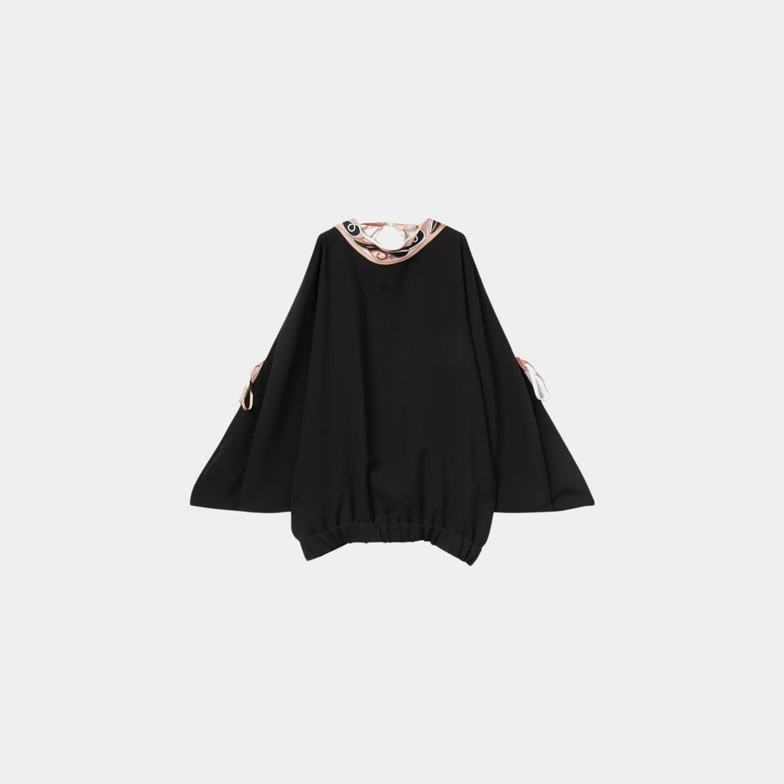 Pucci Open-Shoulder Blouse With Printed Details, Black, Front