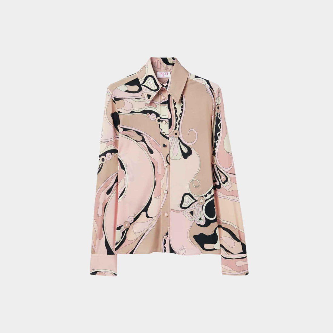 Pucci Orchidee Fitted Button Down Shirt, Nude, Front