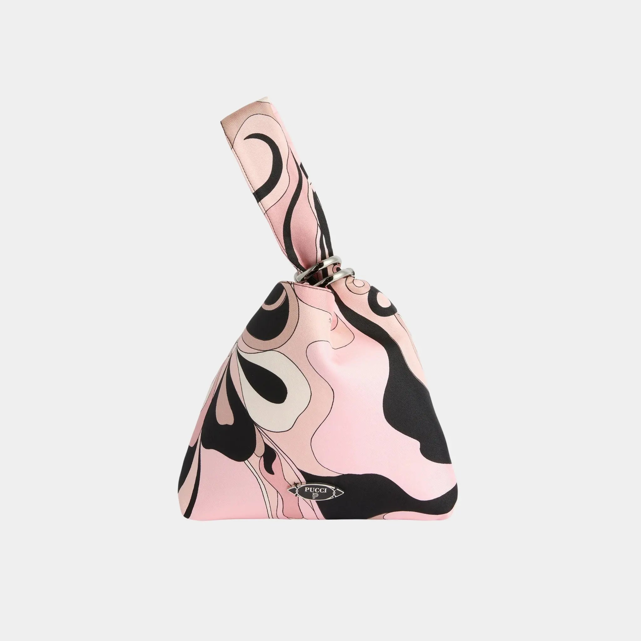Pucci Orchidee Print Emilio Silk Bag, Nude, Front