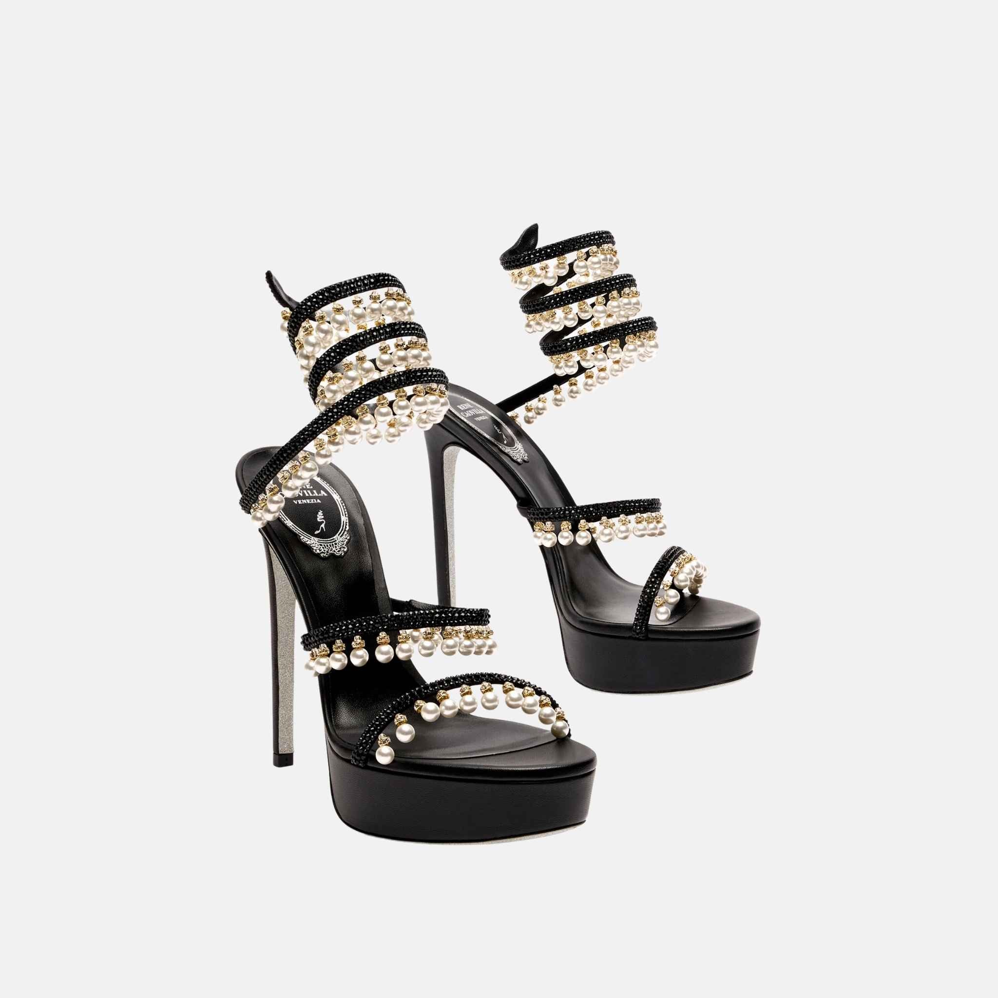 Rene Caovilla Chandelier Platform Sandal With Pearls 130, Front
