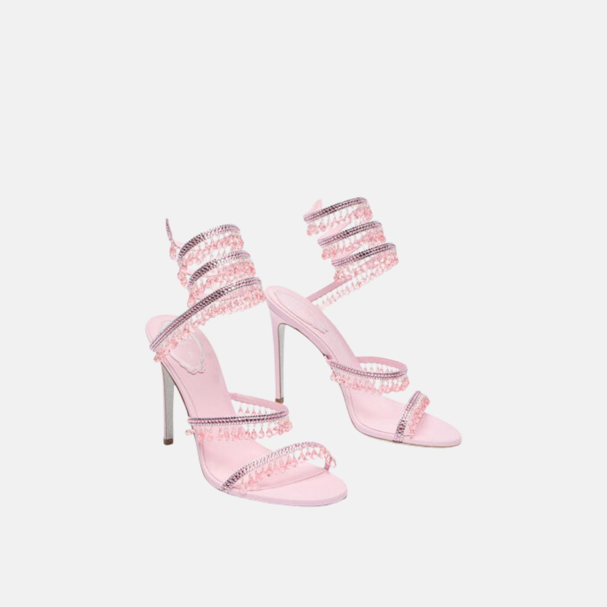 Rene Caovilla Chandelier Sandal 105 In Satin, Rose, Front