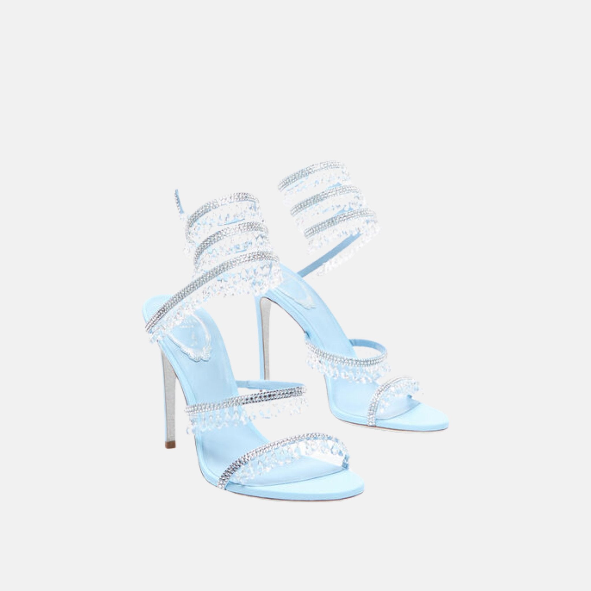 Rene Caovilla Chandelier Sandal 105 In Satin, Blue, Front