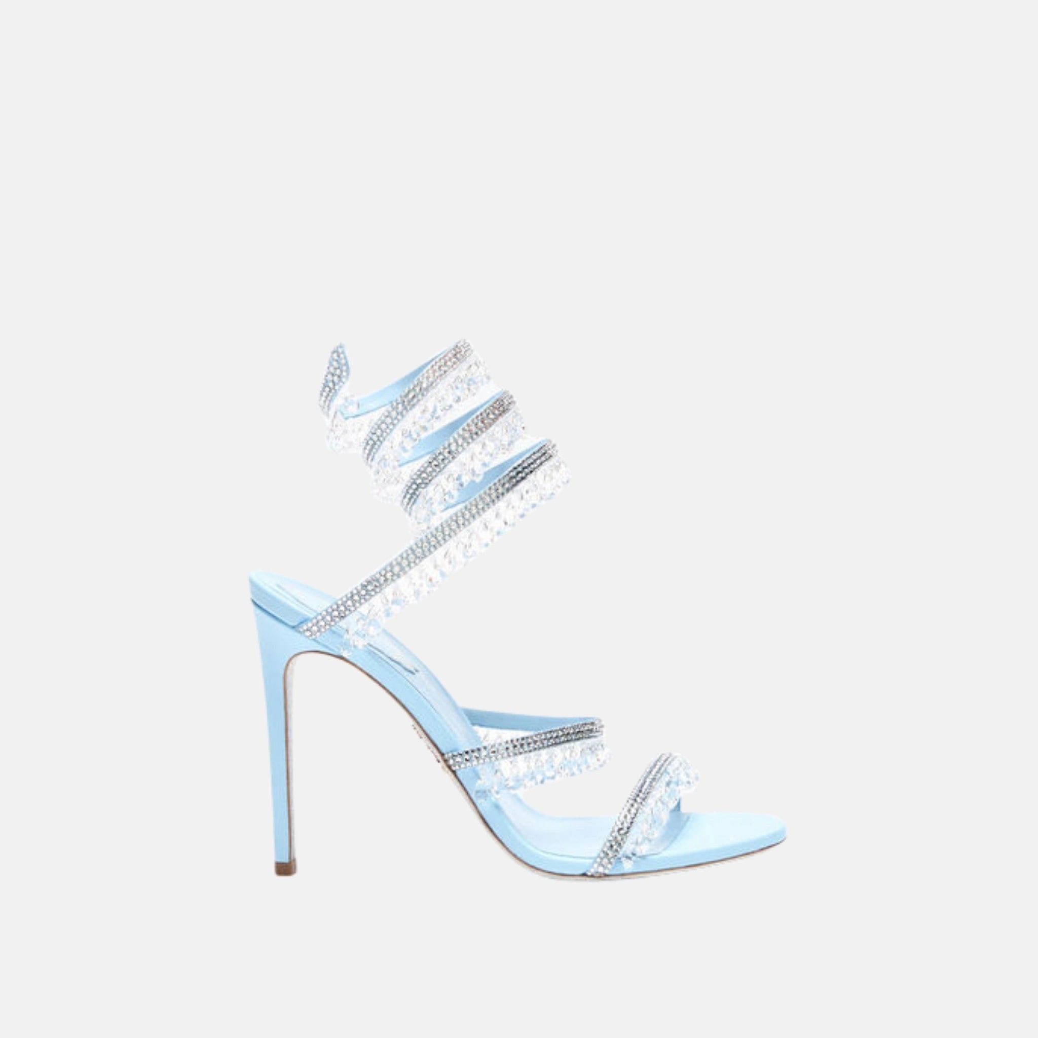 Rene Caovilla Chandelier Sandal 105 In Satin, Blue, Side
