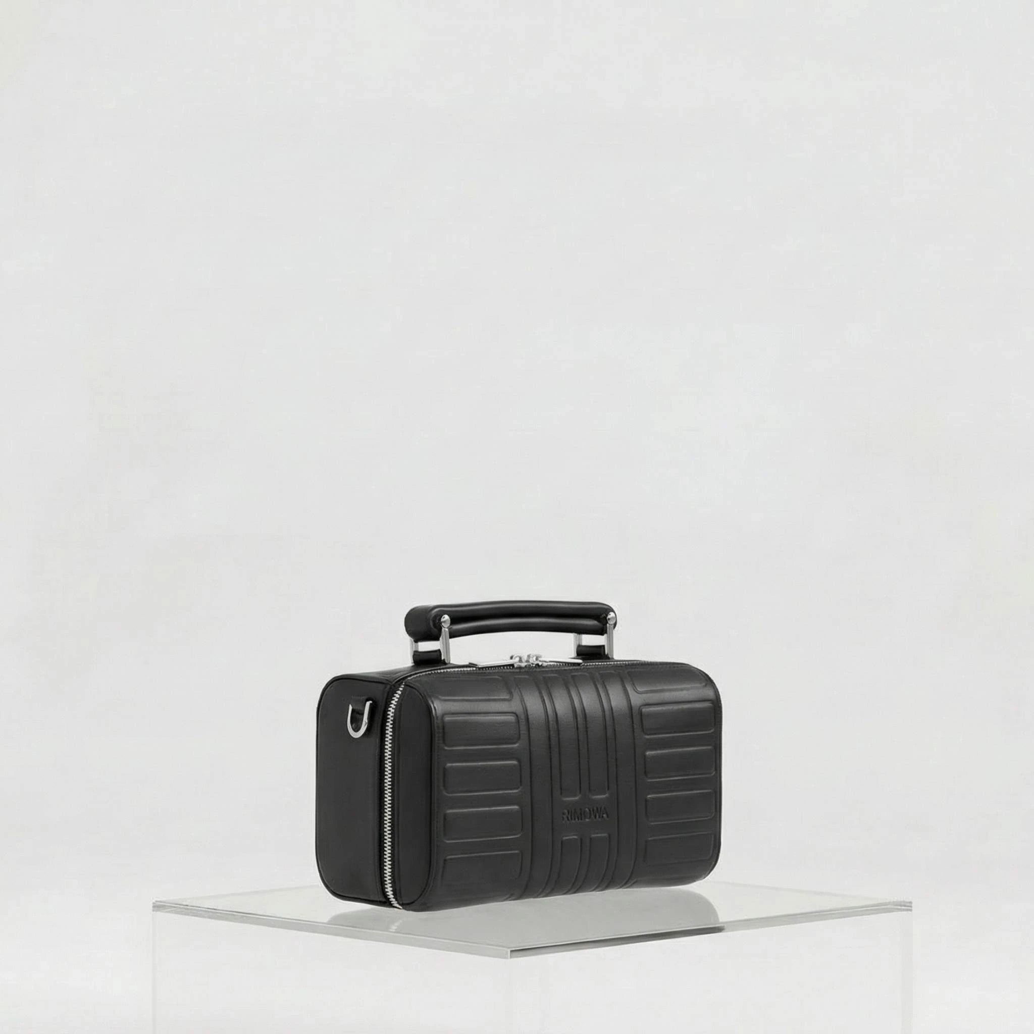 Rimowa Groove Leather Cross Body Bag Small, Black, Side, Studio