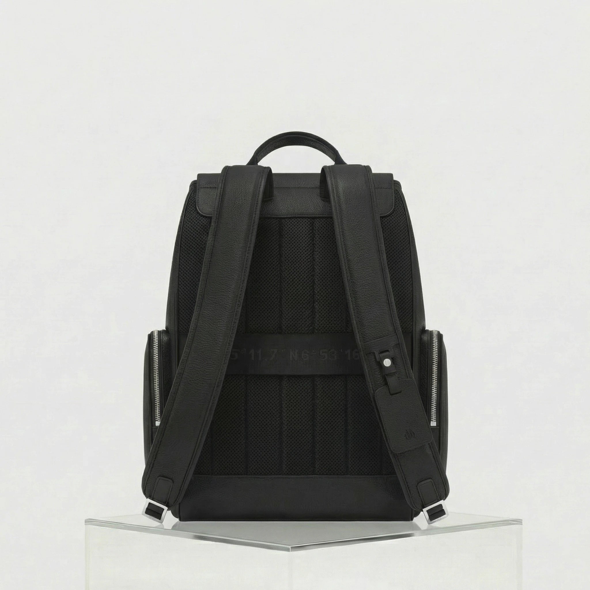 Rimowa Never Still Leather Flap Backpack Large, Black, Back