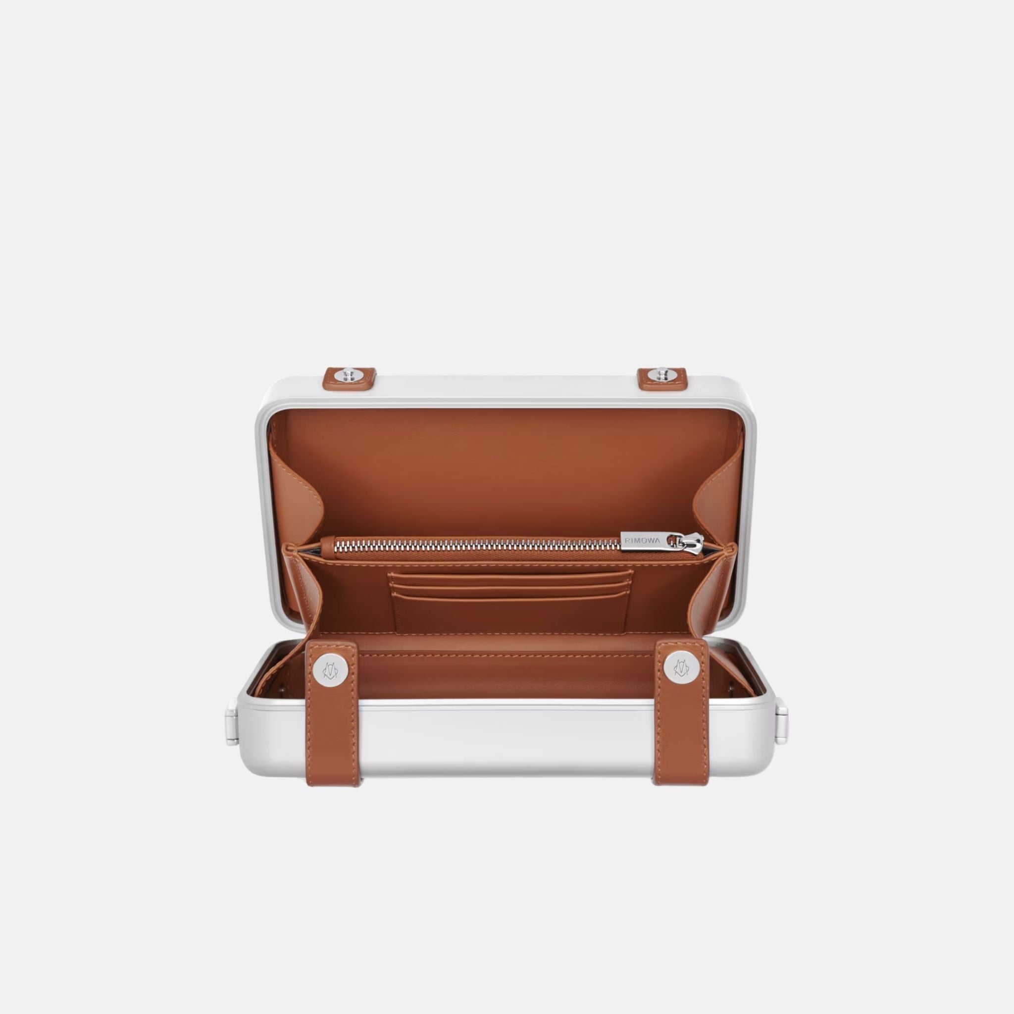 Rimowa Personal Aluminium Cross-Body Bag, Silver, Inside