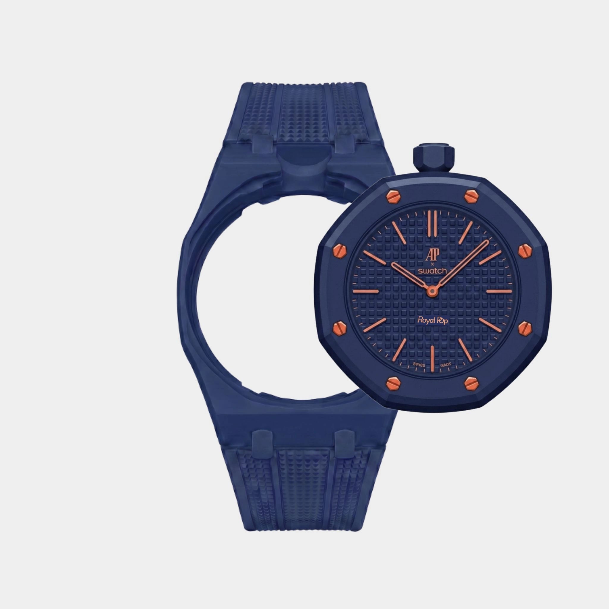 Royal Pop Bracelet, Dark Blue, Rubber, Dial