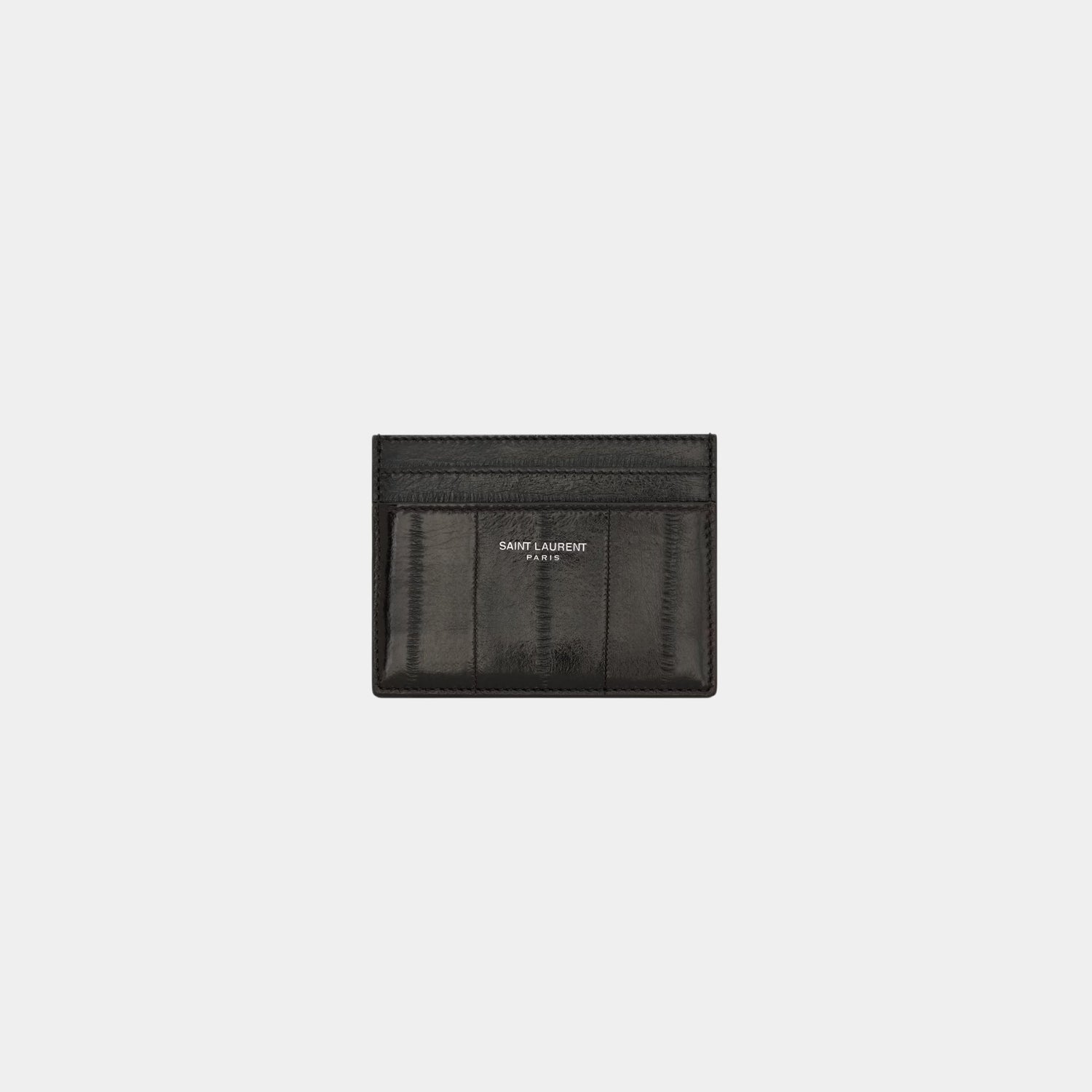 Saint Laurent Paris Card Case In Burnt Brown Eel, Front