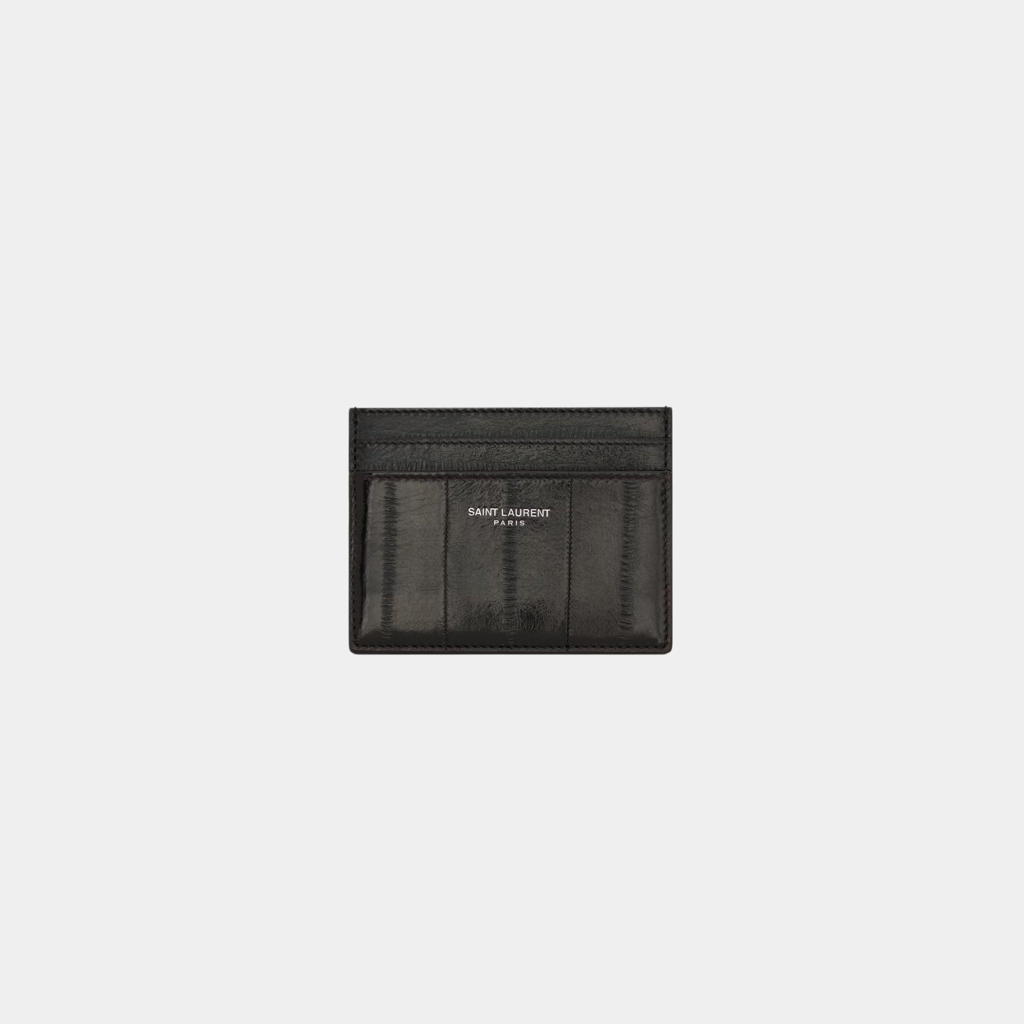 Saint Laurent Paris Card Case In Burnt Brown Eel, Front