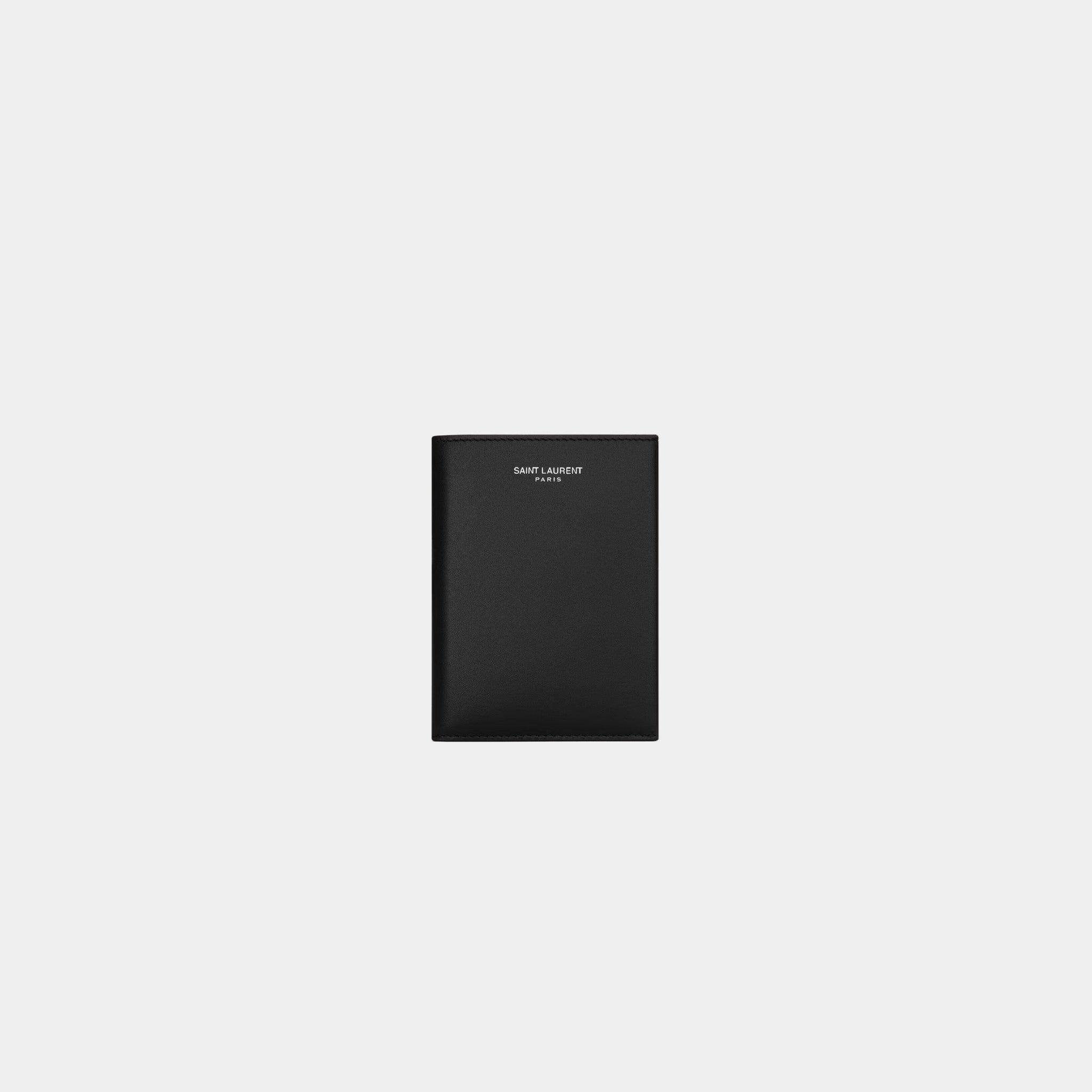 Saint Laurent Paris Wallet Smooth Black Leather, Front